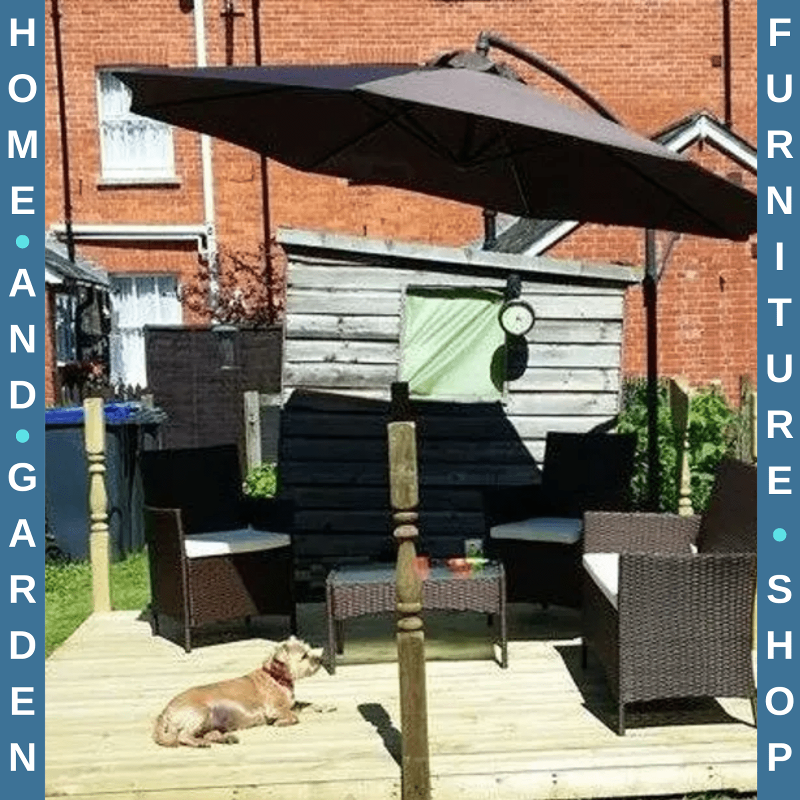 3m Banana Cantilever Parasol with Rattan Base Garden Patio Sun Umbrella Shade - Home and Garden Furniture Shop - rustic - furniture