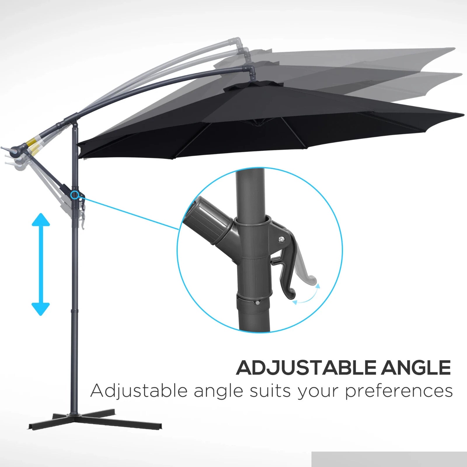 3m Banana Cantilever Parasol with Rattan Base Garden Patio Sun Umbrella Shade - Home and Garden Furniture Shop - rustic - furniture