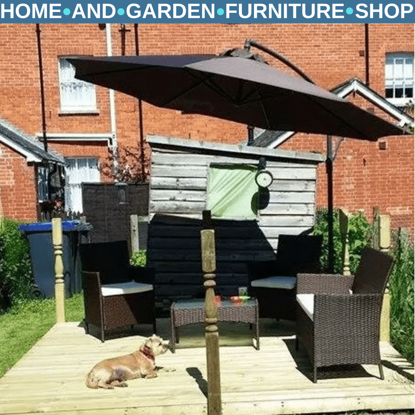 3m Banana Cantilever Parasol with Rattan Base Garden Patio Sun Umbrella Shade - Home and Garden Furniture Shop - rustic - furniture