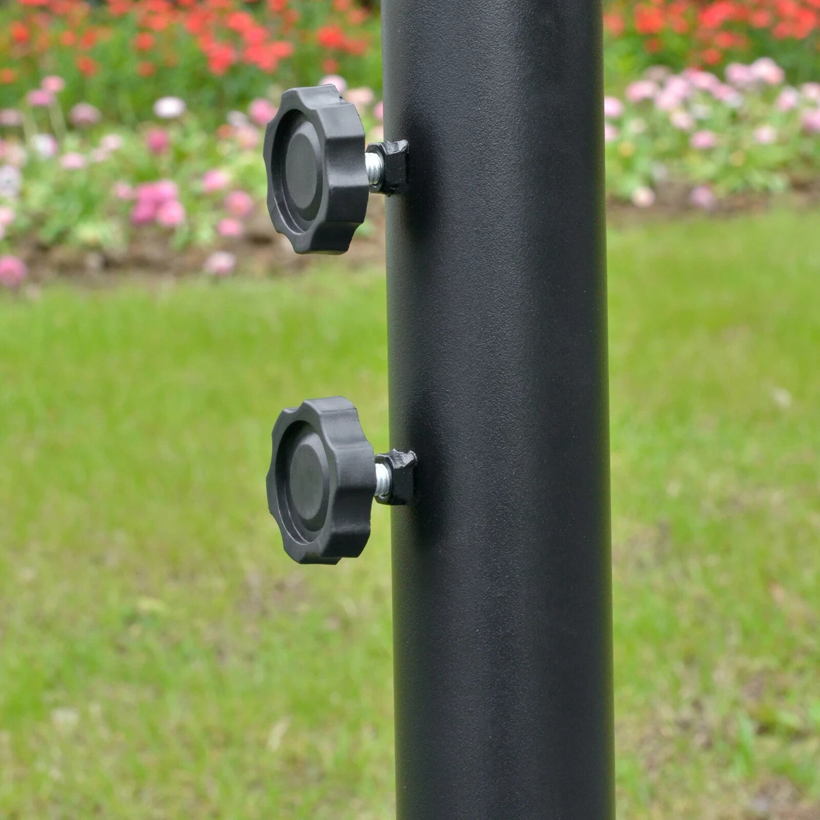 3m Black Cantilever Parasol with LED Solar Lights Crank Handle and Cross Base - Home and Garden Furniture Shop - rustic - furniture