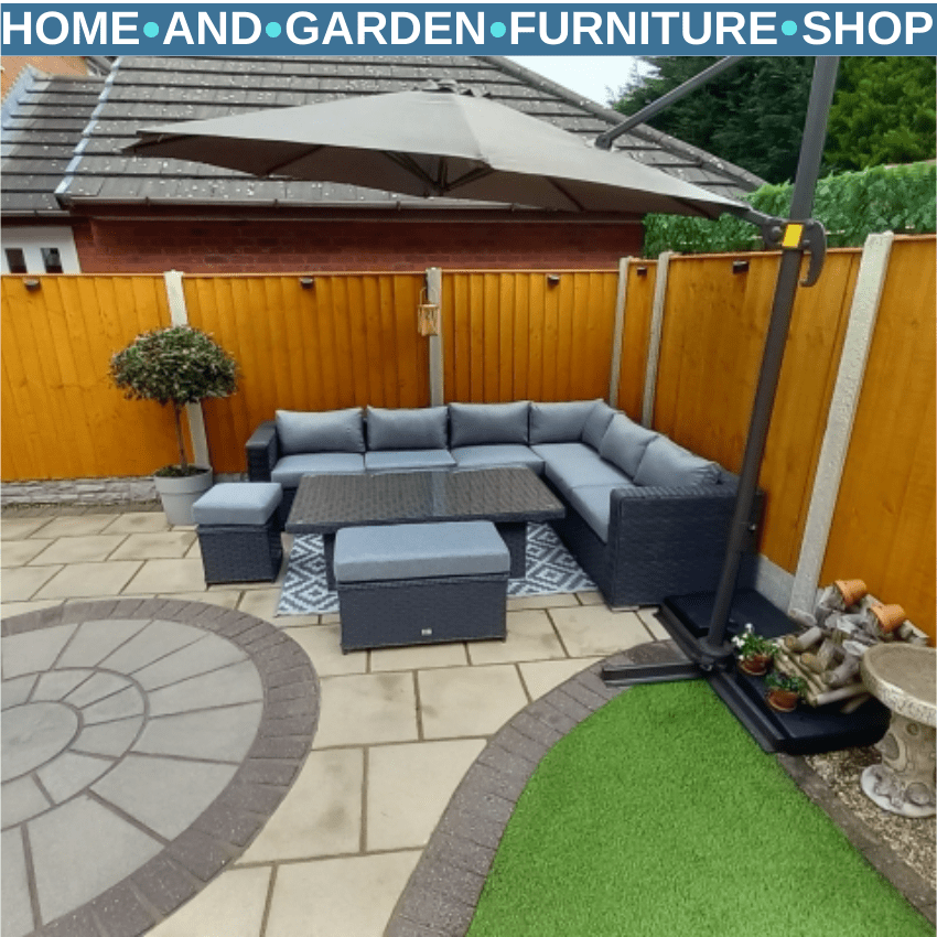 3m Cantilever Garden Parasol Aluminium Frame Outdoor Patio Umbrella Shade Grey - Home and Garden Furniture Shop - rustic - furniture