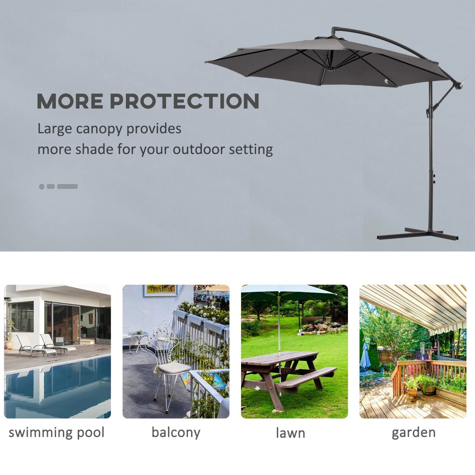 3m Cantilever Garden Parasol Hanging Banana Umbrella for Patio or Outdoor Shade - Home and Garden Furniture Shop - rustic - furniture