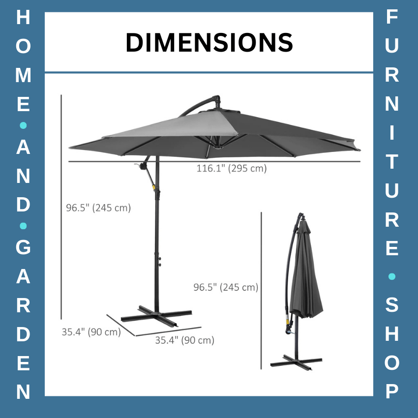 3m Cantilever Garden Parasol Hanging Banana Umbrella for Patio or Outdoor Shade - Home and Garden Furniture Shop - rustic - furniture