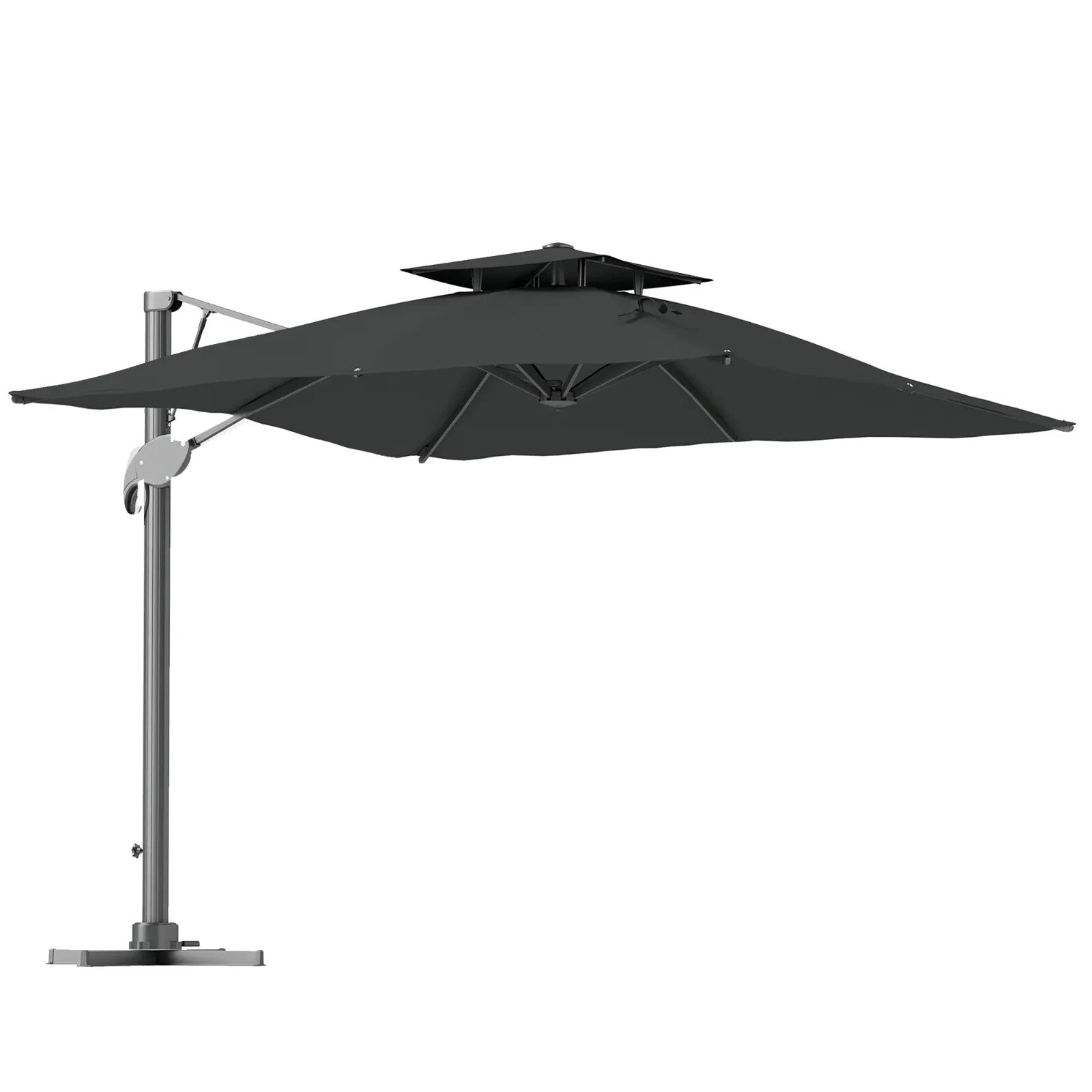 3m Cantilever Garden Parasol w/ Hydraulic Lift & Cross Base Dual Vented Sunshade - Home and Garden Furniture Shop - rustic - furniture