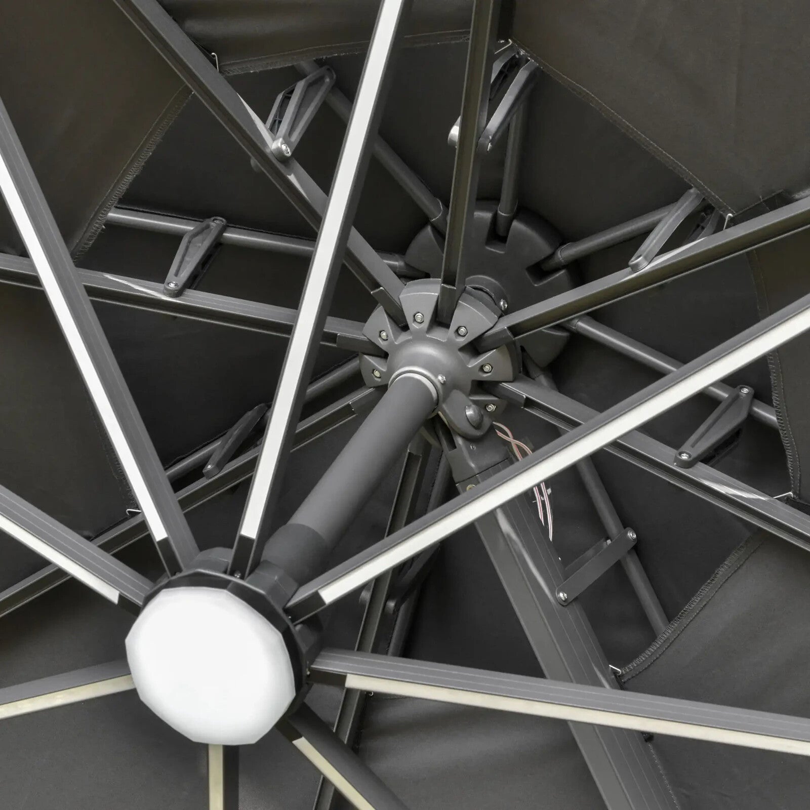 3m Cantilever Garden Parasol with LED Lights, Power Bank and 360° Rotating Base - Home and Garden Furniture Shop - rustic - furniture