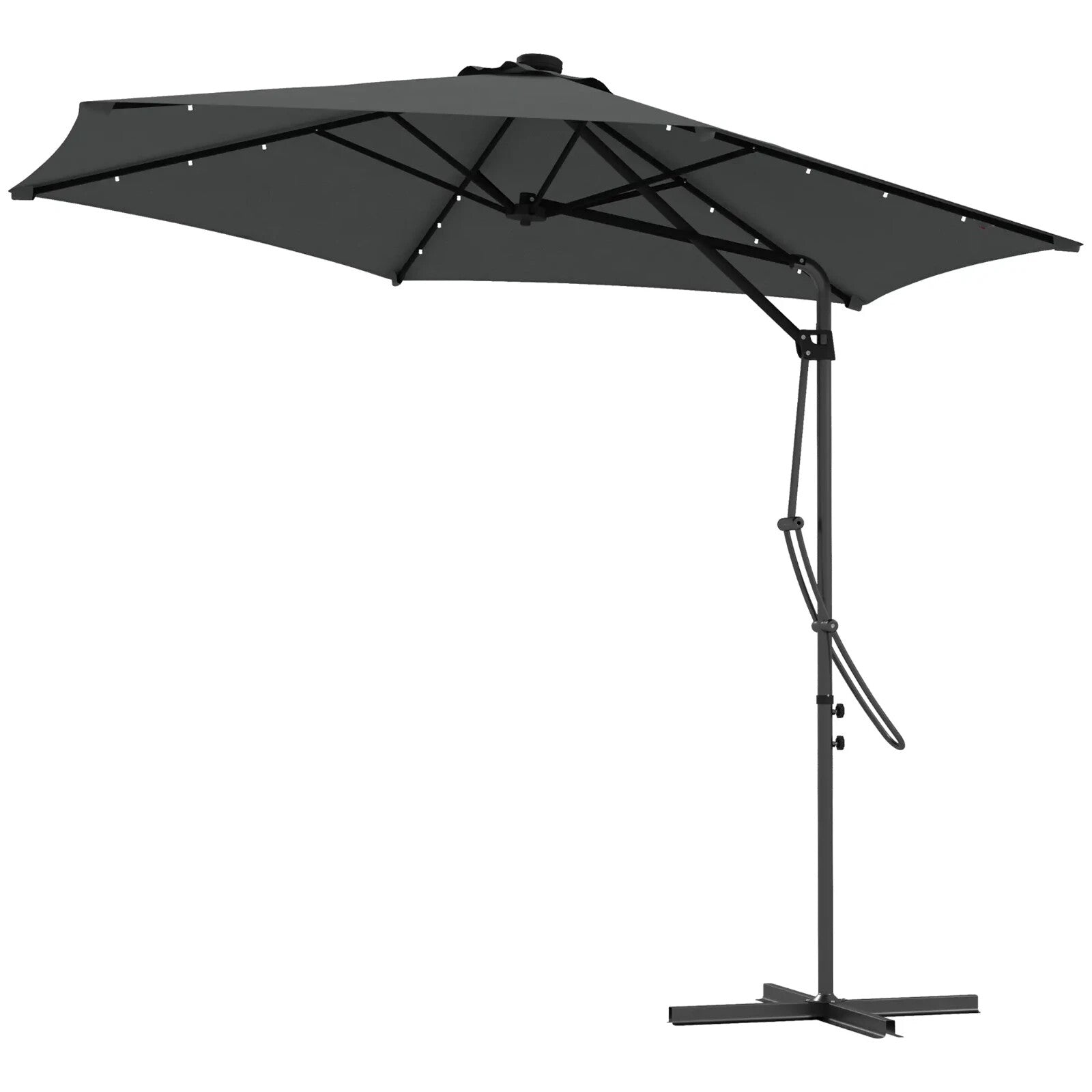 3m Cantilever Garden Parasol with Solar LED Base & Cover Outdoor Umbrella Shade - Home and Garden Furniture Shop - rustic - furniture