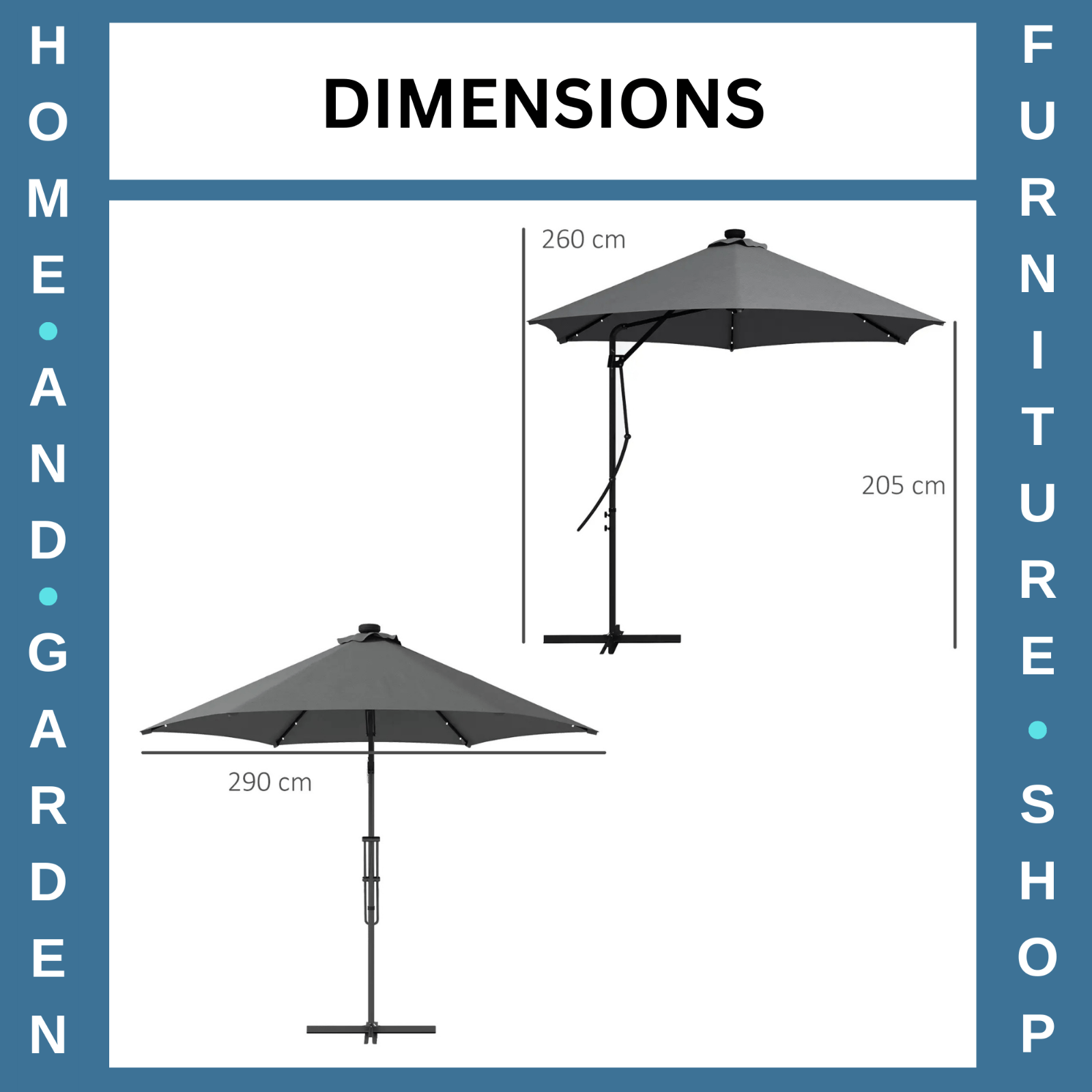 3m Cantilever Garden Parasol with Solar LED Base & Cover Outdoor Umbrella Shade - Home and Garden Furniture Shop - rustic - furniture