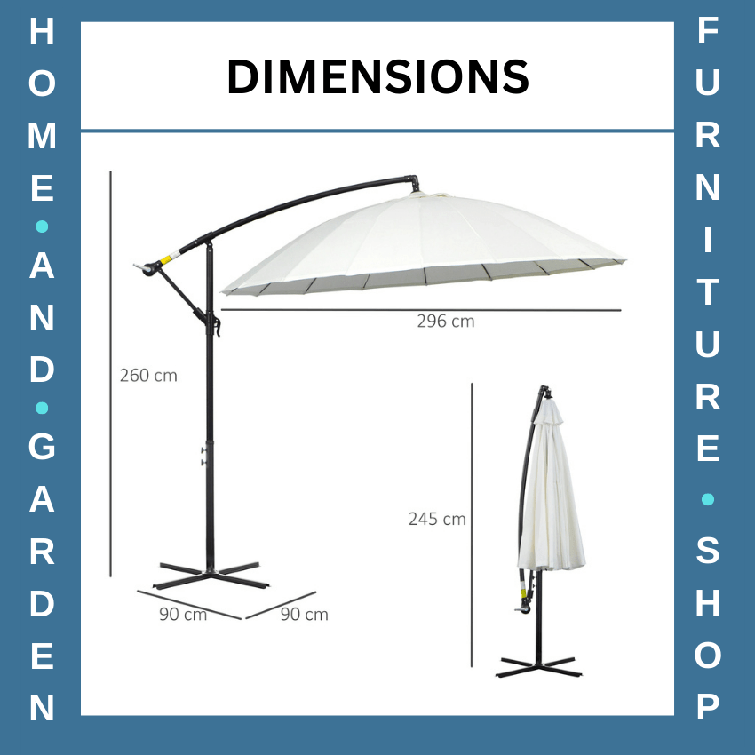 3m Cantilever Garden Umbrella with 18 Ribs Vents & Tilt for Patio or Outdoor Use - Home and Garden Furniture Shop - rustic - furniture