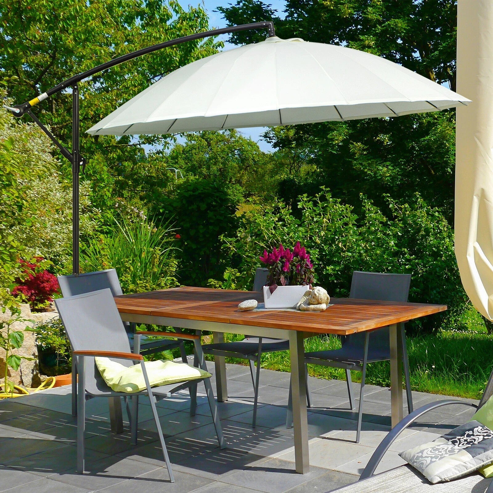 3m Cantilever Garden Umbrella with 18 Ribs Vents & Tilt for Patio or Outdoor Use - Home and Garden Furniture Shop - rustic - furniture