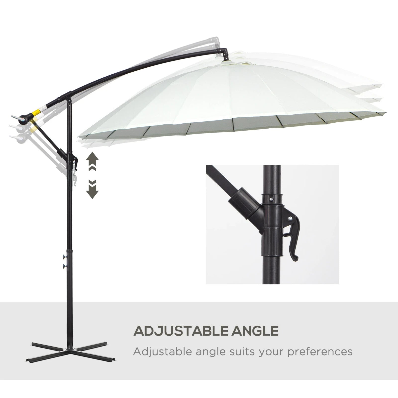 3m Cantilever Garden Umbrella with 18 Ribs Vents & Tilt for Patio or Outdoor Use - Home and Garden Furniture Shop - rustic - furniture