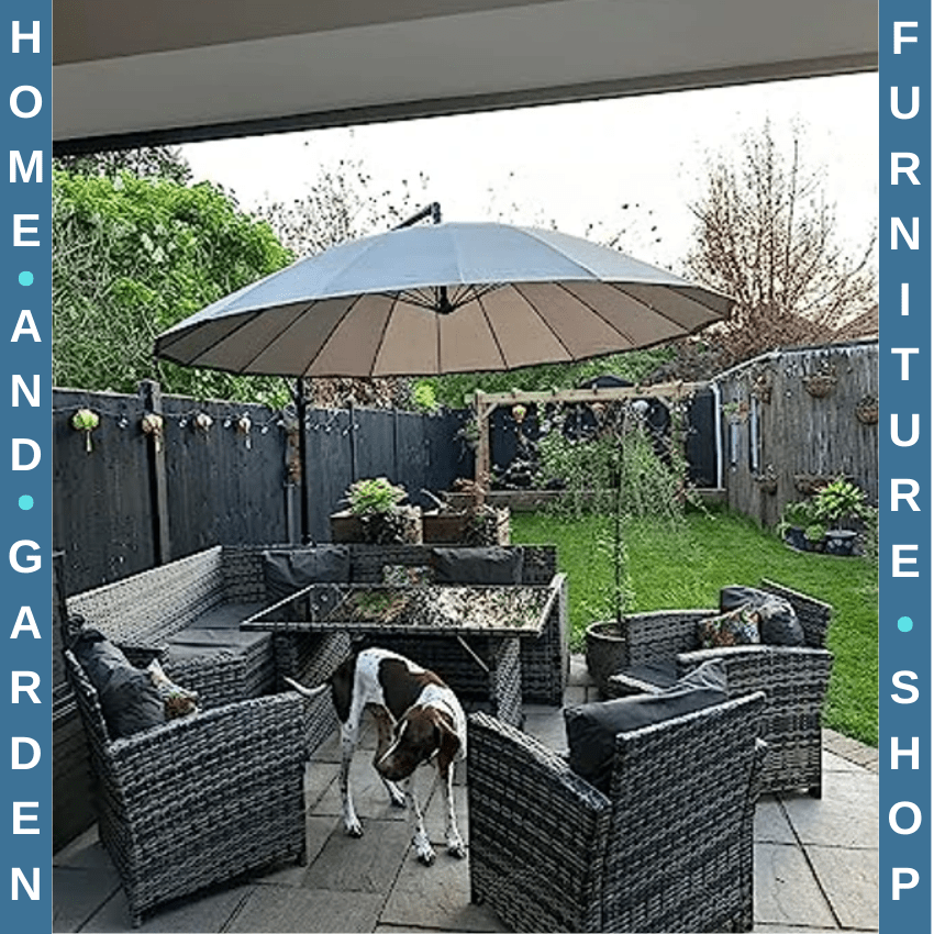 3m Cantilever Garden Umbrella with 18 Ribs Vents & Tilt for Patio or Outdoor Use - Home and Garden Furniture Shop - rustic - furniture