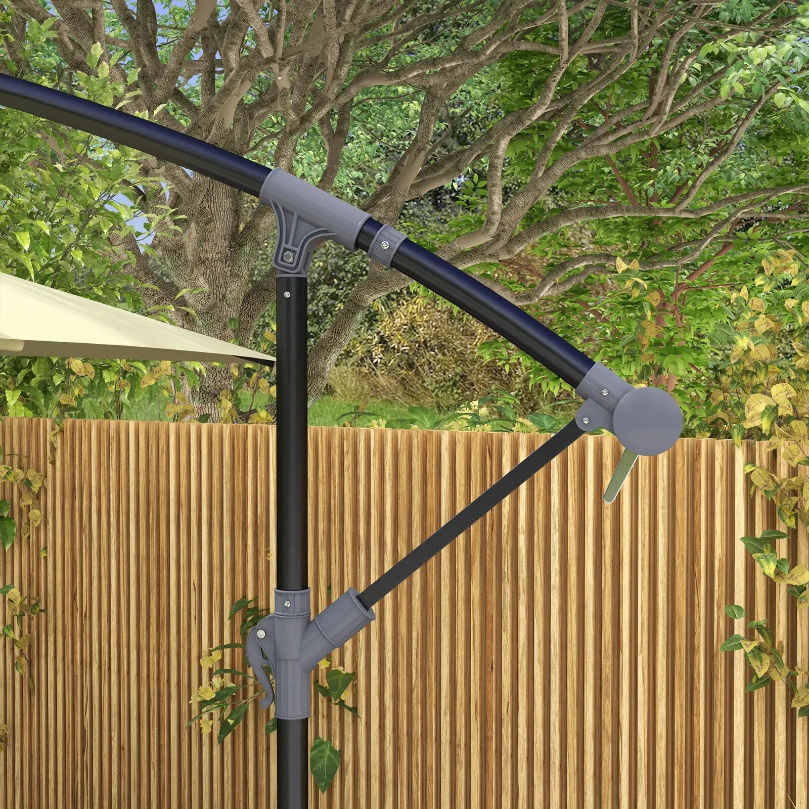 3m Cantilever Parasol w/ Crank Handle Base Rectangular Hanging Garden Umbrella - Home and Garden Furniture Shop - rustic - furniture