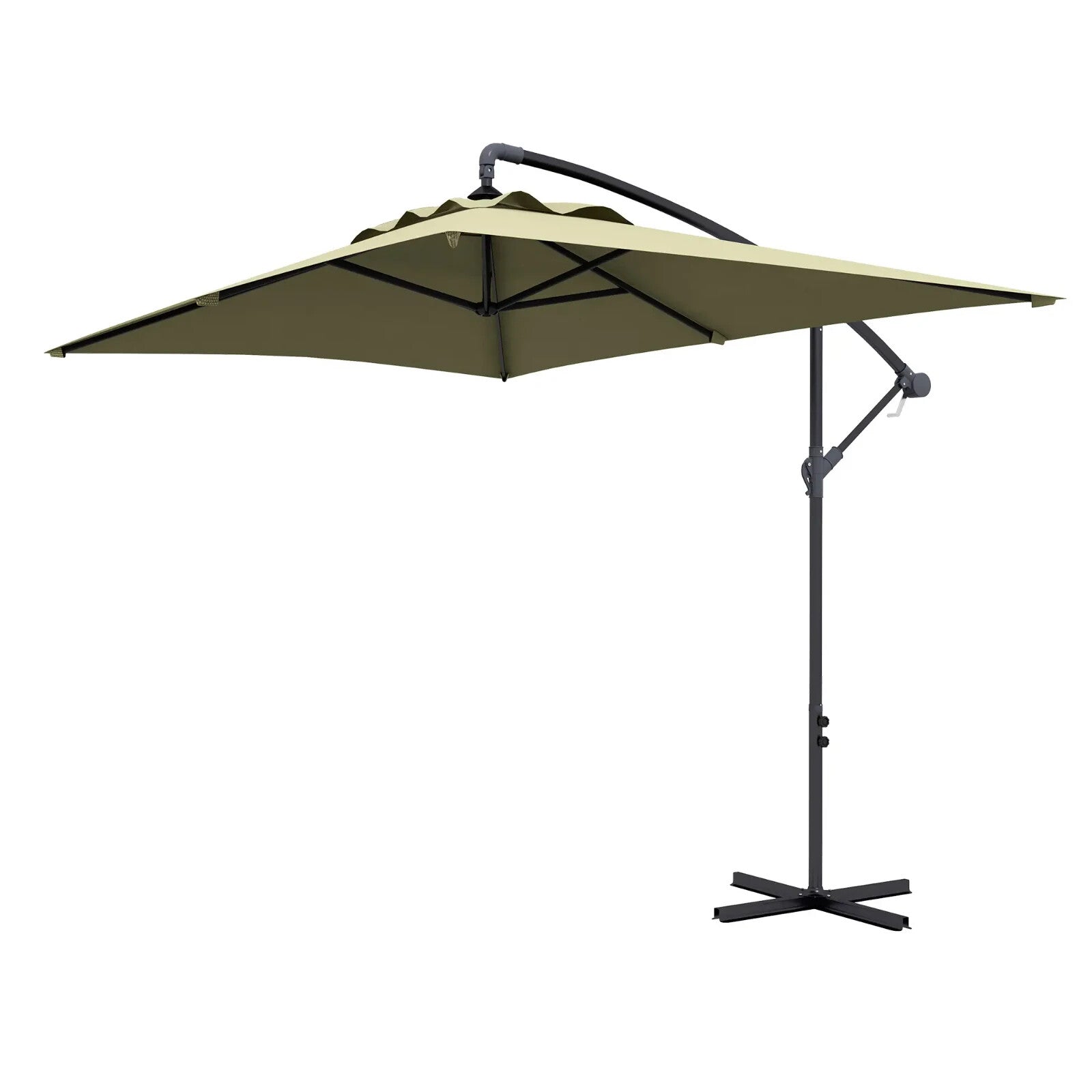 3m Cantilever Parasol w/ Crank Handle Base Rectangular Hanging Garden Umbrella - Home and Garden Furniture Shop - rustic - furniture