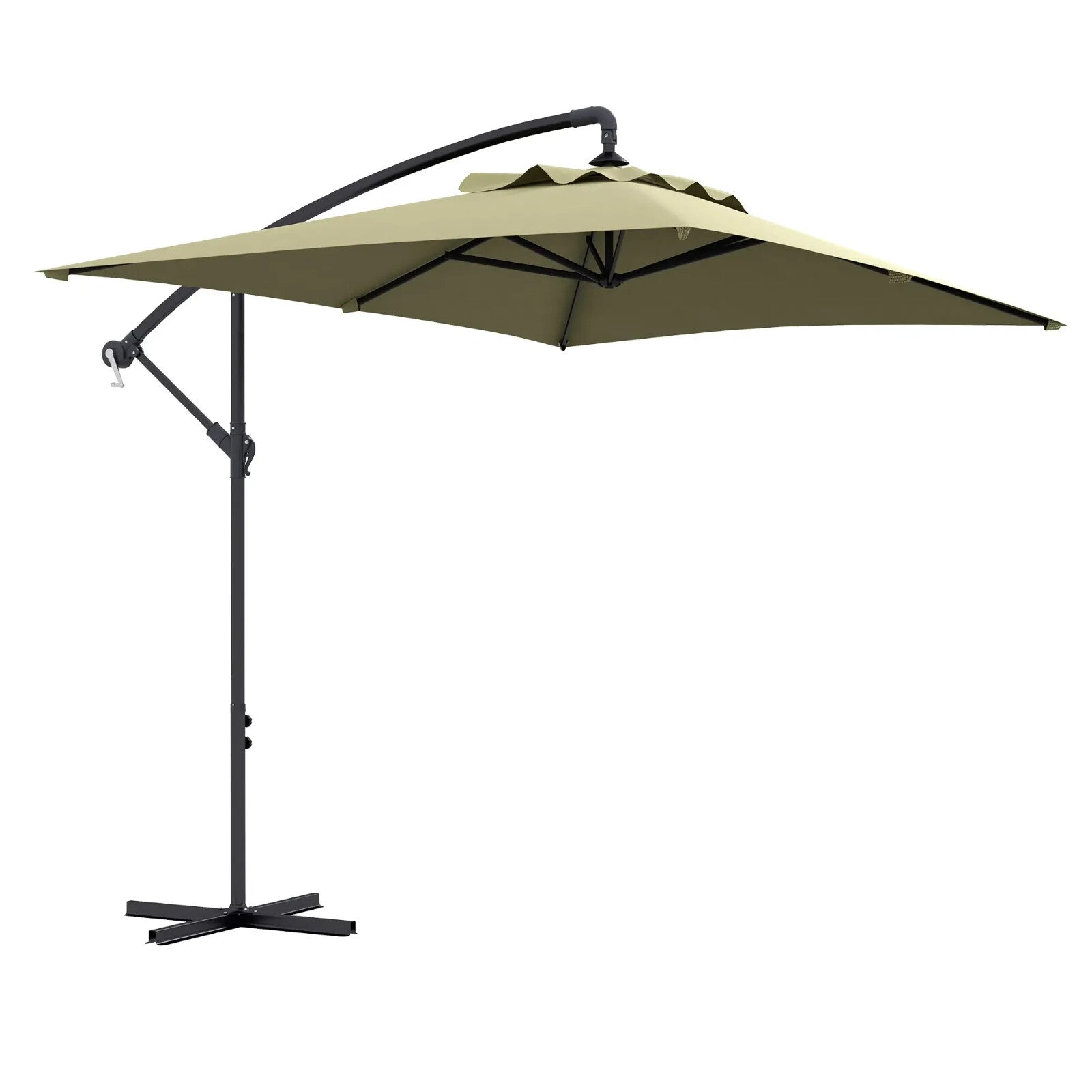 3m Cantilever Parasol w/ Crank Handle Base Rectangular Hanging Garden Umbrella - Home and Garden Furniture Shop - rustic - furniture