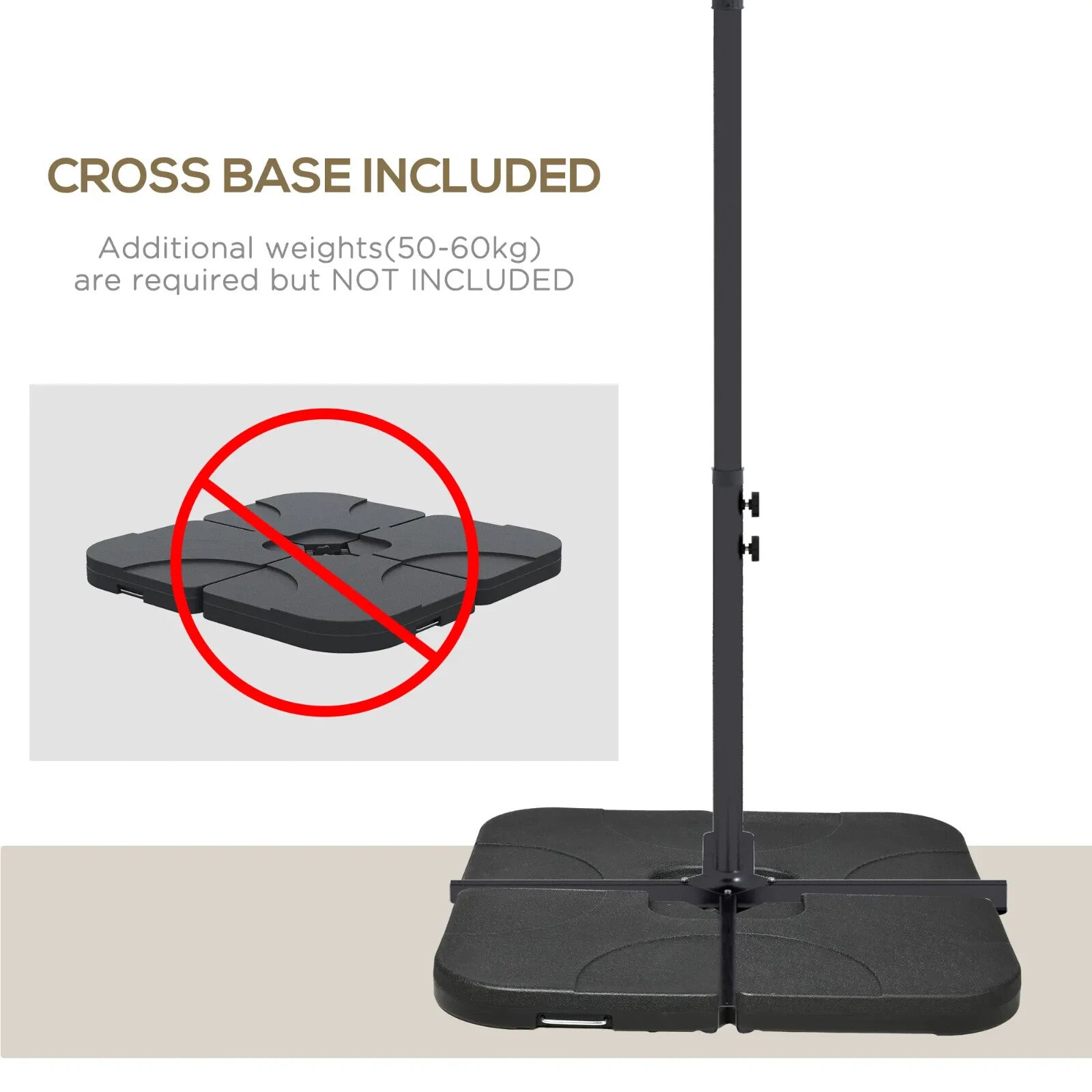 3m Cantilever Parasol w/ Crank Handle Base Rectangular Hanging Garden Umbrella - Home and Garden Furniture Shop - rustic - furniture