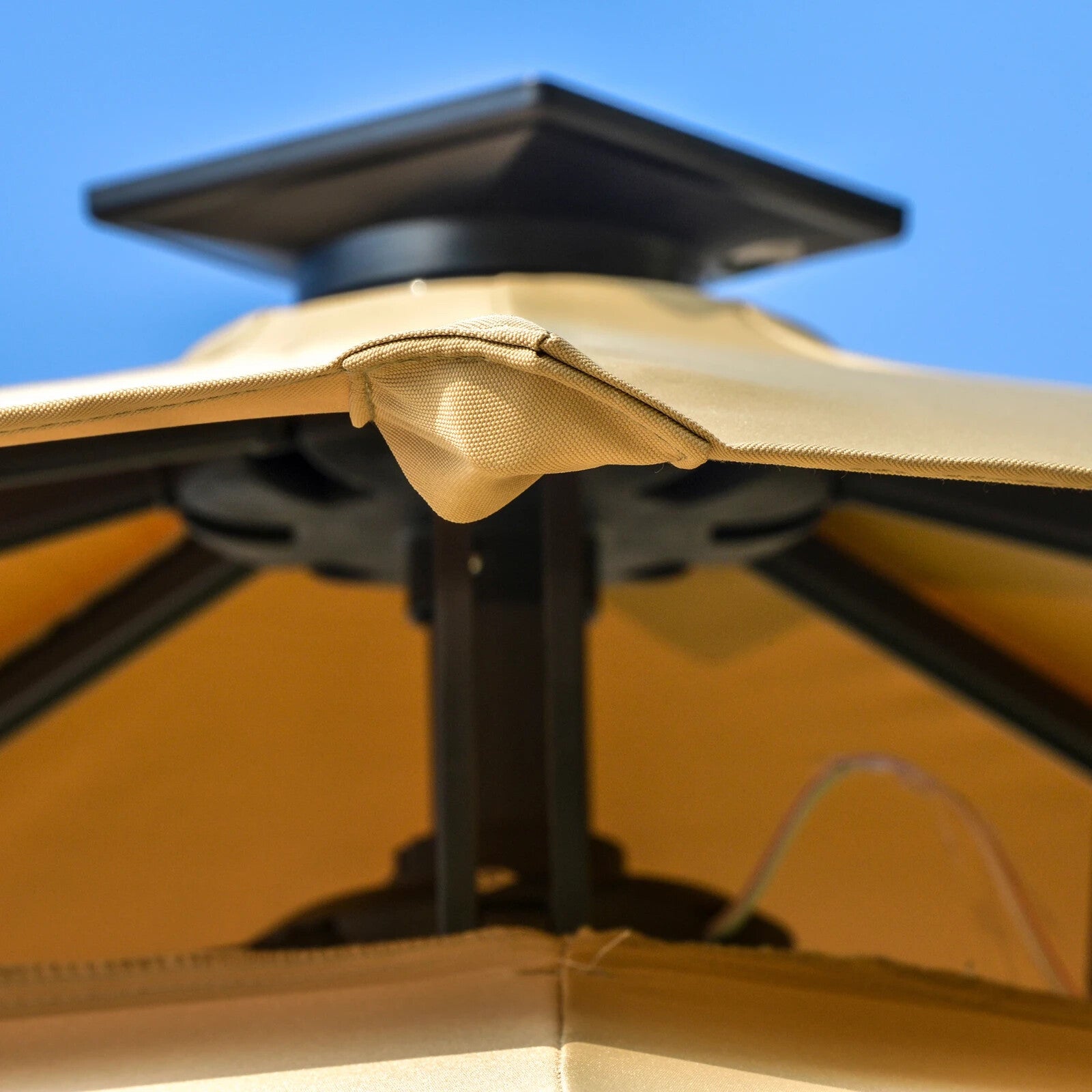 3m Cantilever Parasol w/ Solar Lights Power Bank & 360° Rotating Base for Garden - Home and Garden Furniture Shop - rustic - furniture