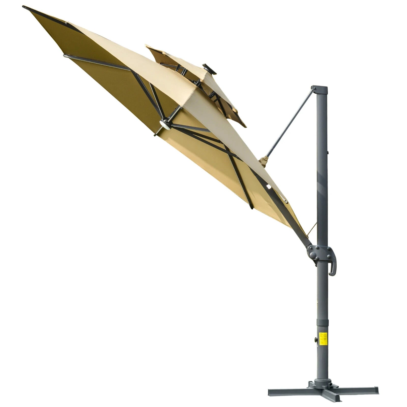 3m Cantilever Parasol w/ Solar Lights Power Bank & 360° Rotating Base for Garden - Home and Garden Furniture Shop - rustic - furniture