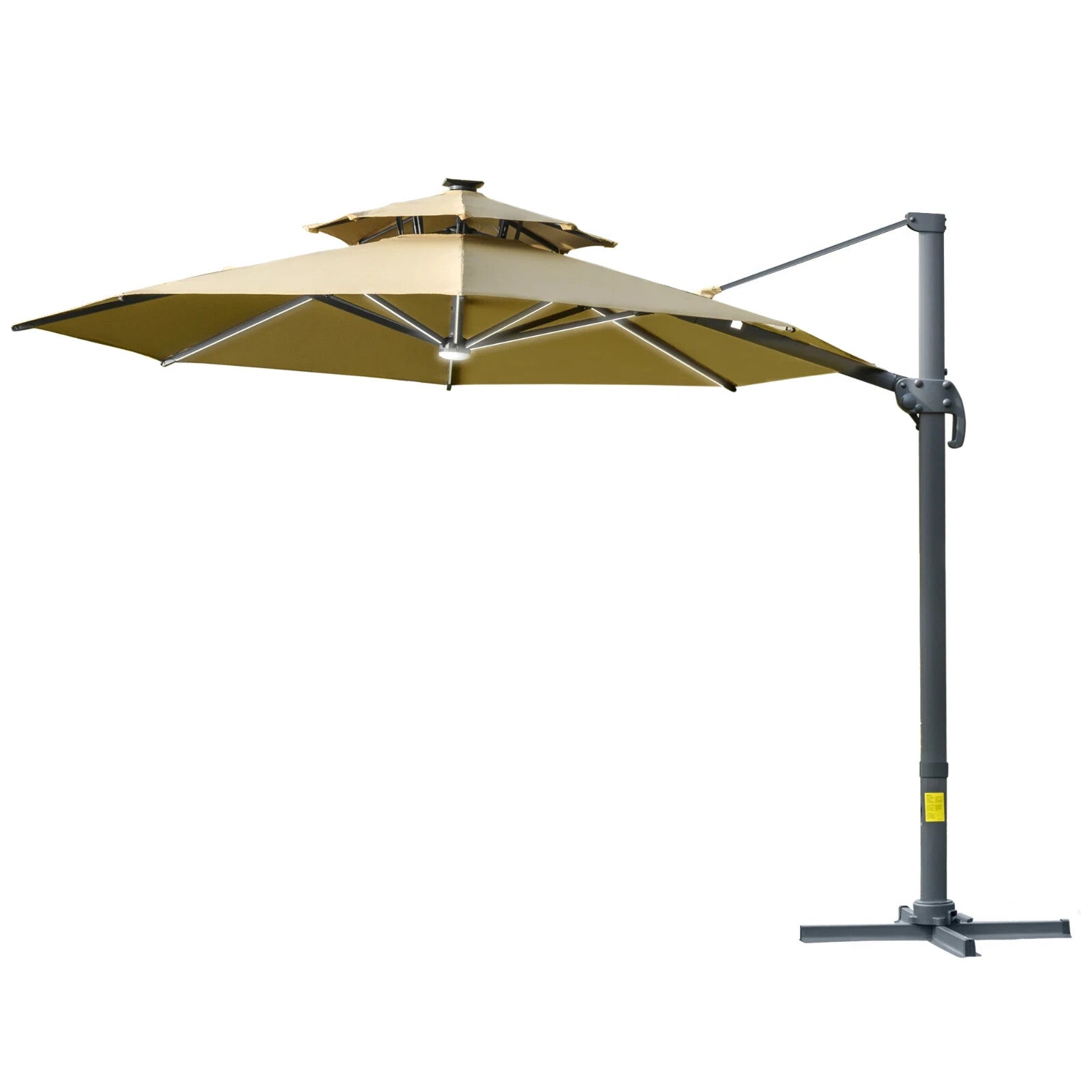 3m Cantilever Parasol w/ Solar Lights Power Bank & 360° Rotating Base for Garden - Home and Garden Furniture Shop - rustic - furniture