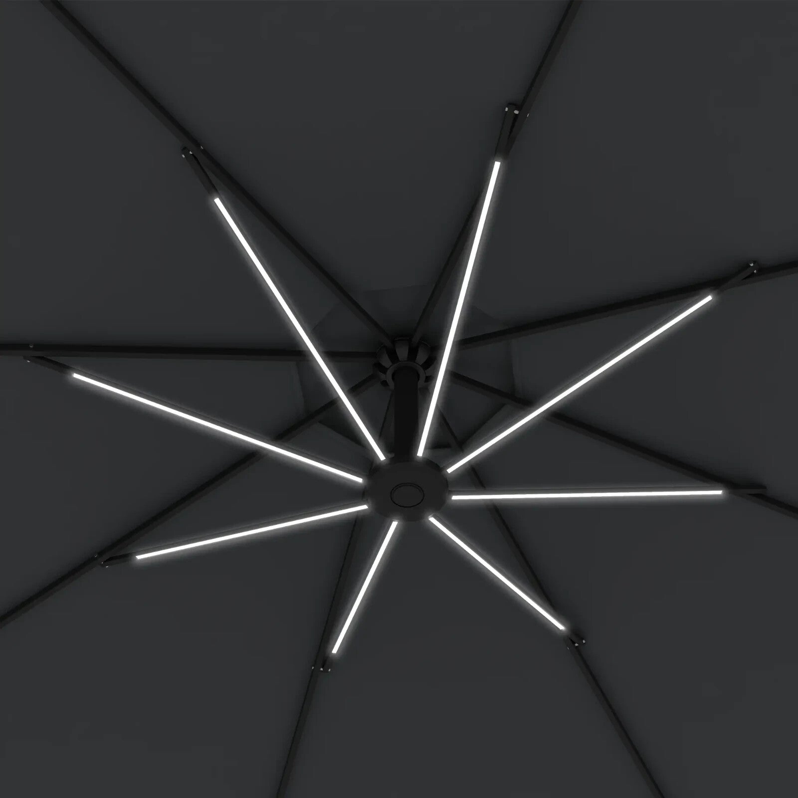 3m Cantilever Parasol with Base Solar LED Lights Crank Handle Garden Umbrella - Home and Garden Furniture Shop - rustic - furniture