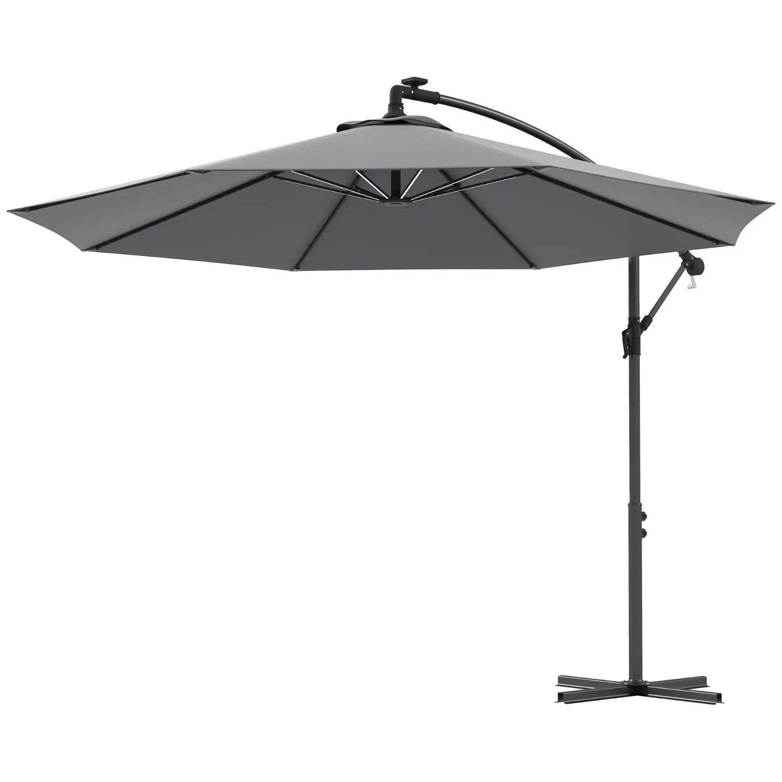 3m Cantilever Parasol with Base Solar LED Lights Crank Handle Garden Umbrella - Home and Garden Furniture Shop - rustic - furniture