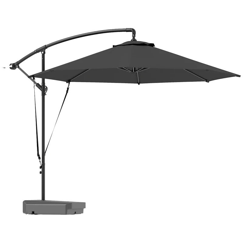 3m Garden Cantilever Parasol Fillable Base Wind Strap Cover Banana Umbrella Grey - Home and Garden Furniture Shop - rustic - furniture
