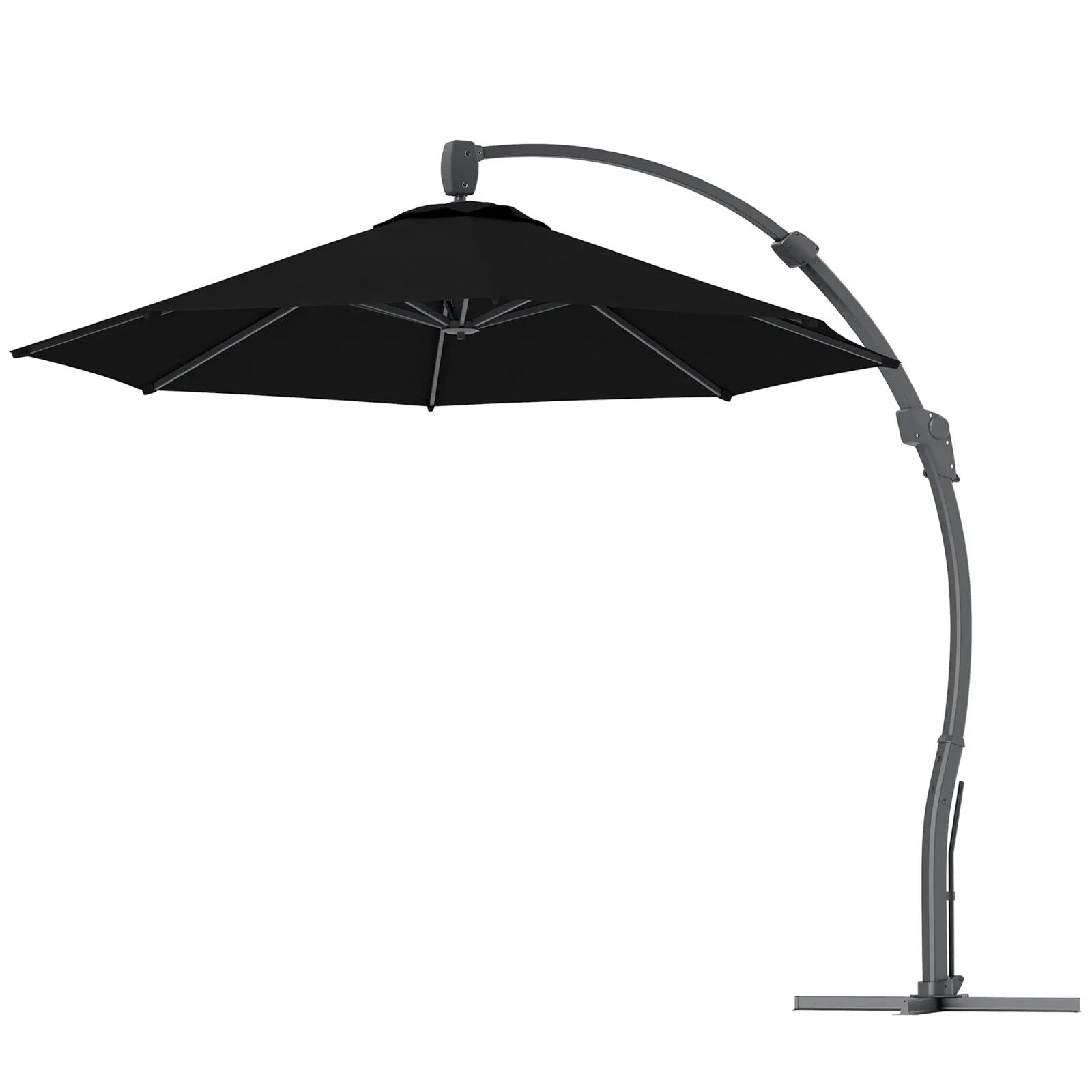 3m Garden Cantilever Parasol Overhanging Umbrella with Crank Handle & Base Black - Home and Garden Furniture Shop - rustic - furniture
