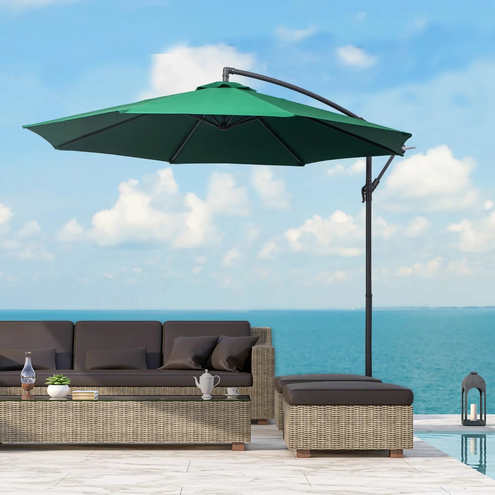 3m Hanging Banana Garden Parasol Cantilever Patio Sun Umbrella Outdoor Shade - Home and Garden Furniture Shop - rustic - furniture
