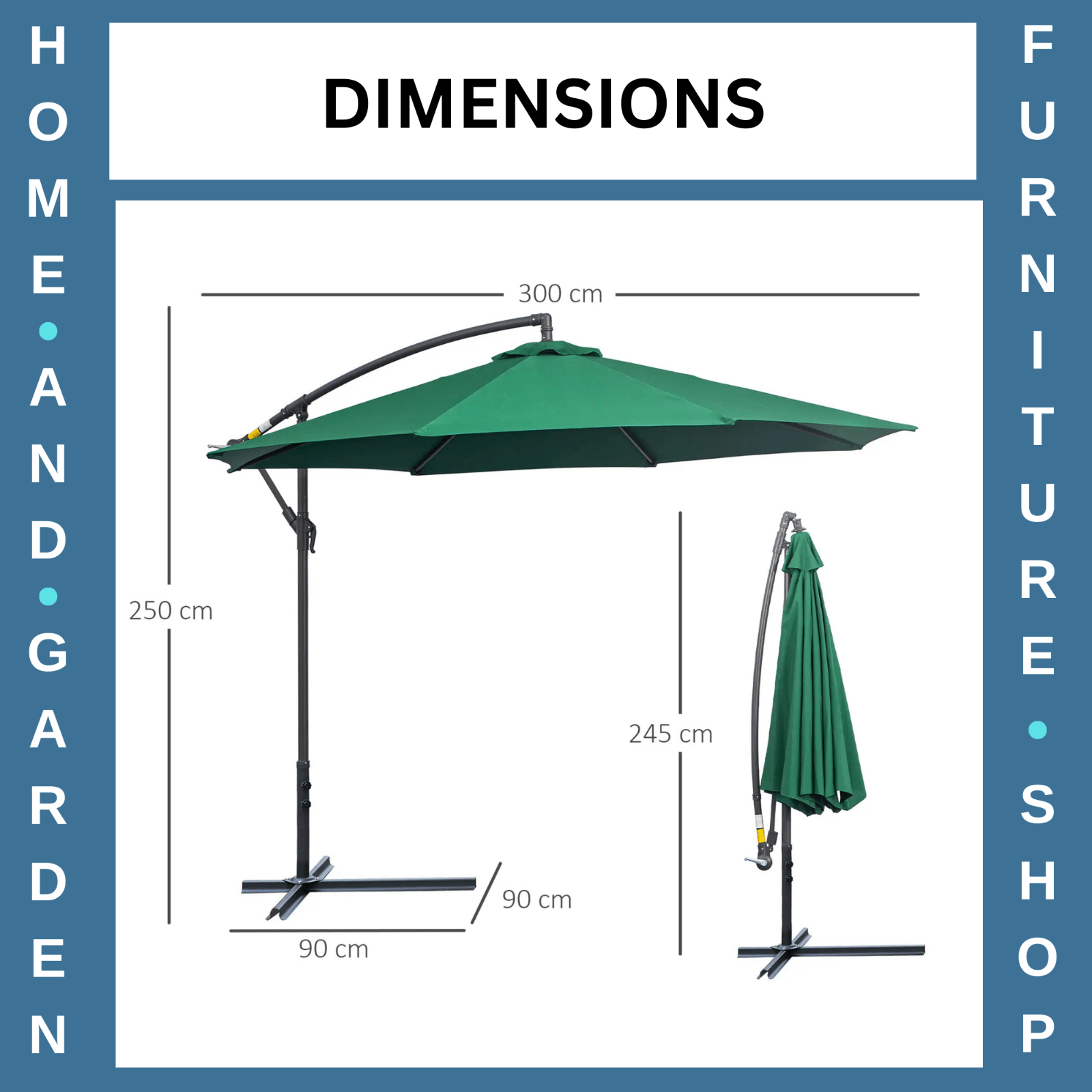 3m Hanging Banana Garden Parasol Cantilever Patio Sun Umbrella Outdoor Shade - Home and Garden Furniture Shop - rustic - furniture