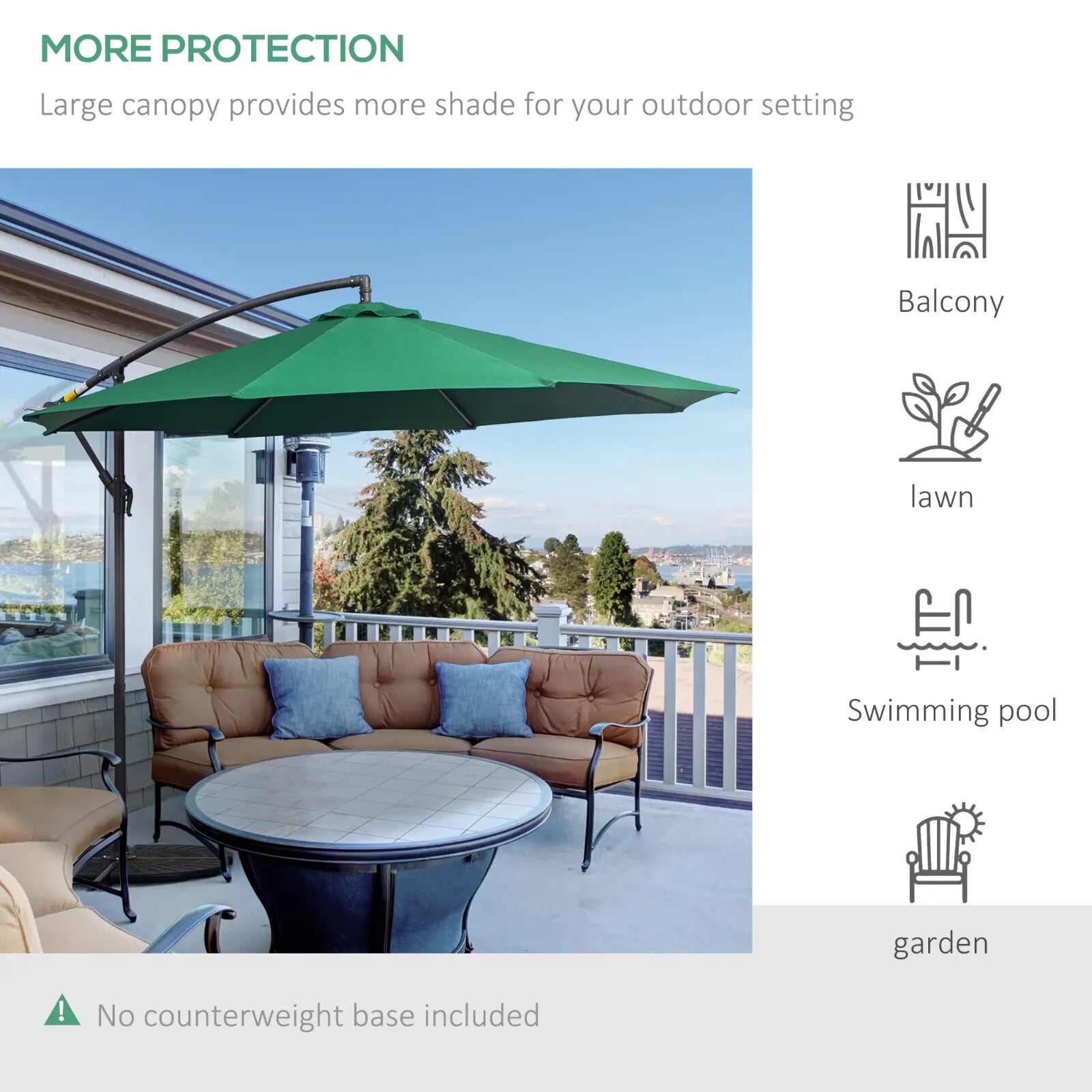 3m Hanging Banana Garden Parasol Cantilever Patio Sun Umbrella Outdoor Shade - Home and Garden Furniture Shop - rustic - furniture