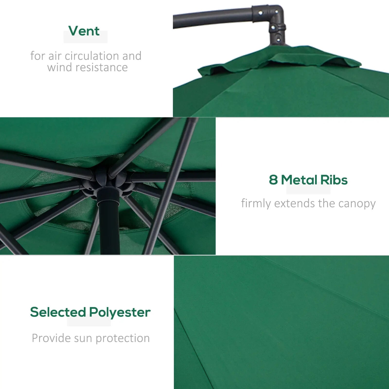 3m Hanging Banana Garden Parasol Cantilever Patio Sun Umbrella Outdoor Shade - Home and Garden Furniture Shop - rustic - furniture