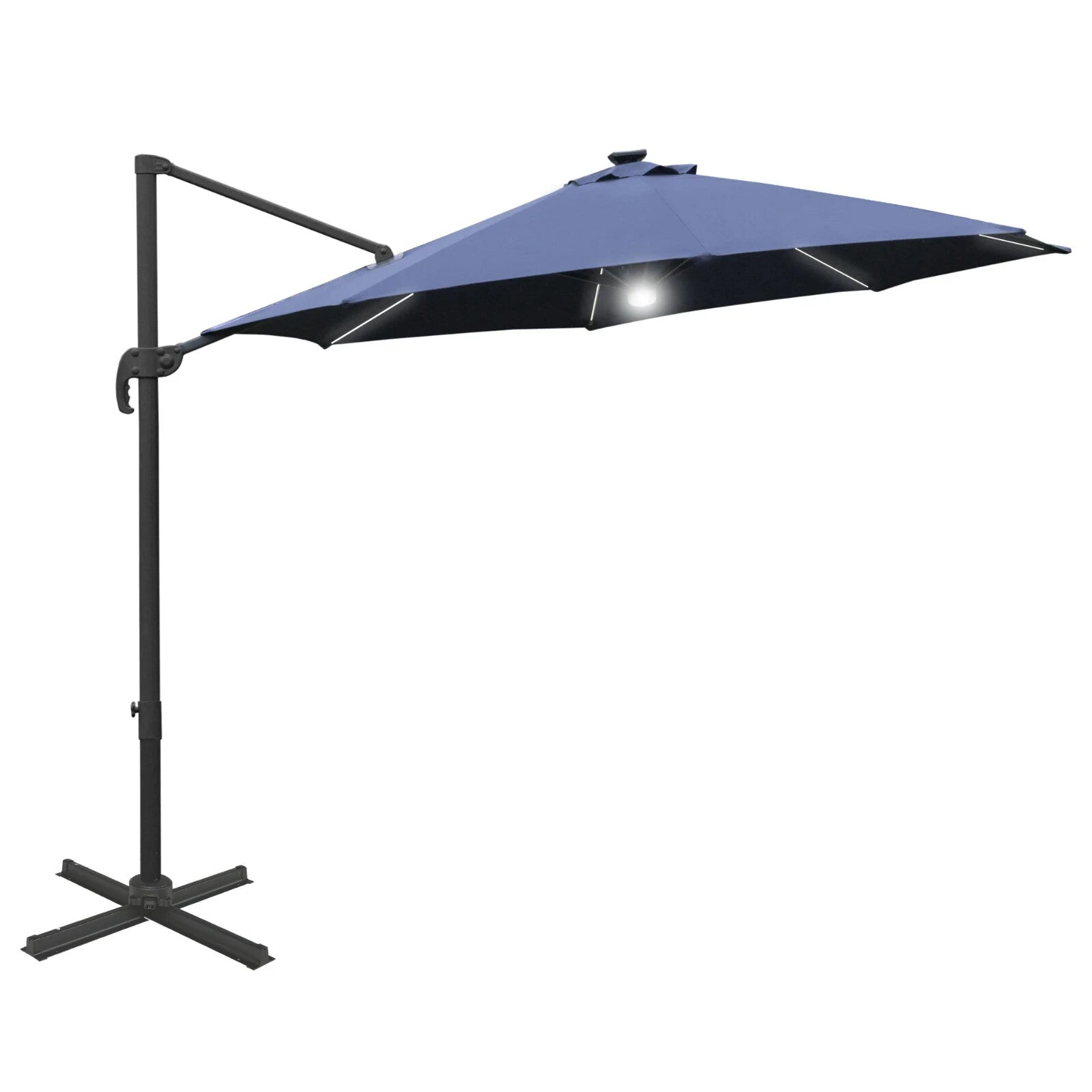 3m LED Cantilever Garden Parasol with Solar Lights and Cross Base 2.92x2.92x2.4m - Home and Garden Furniture Shop - rustic - furniture