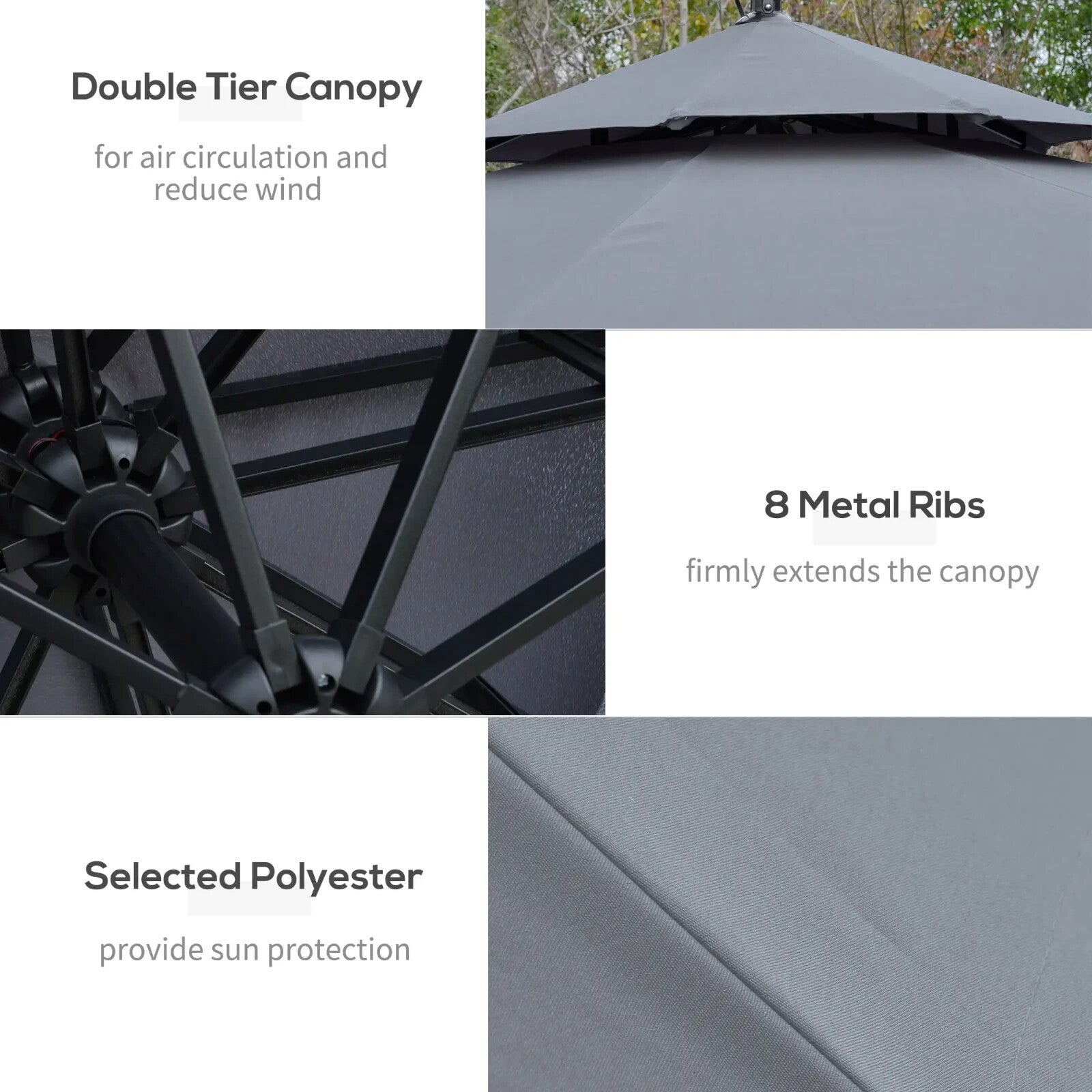 3m LED Cantilever Parasol Banana Hanging Umbrella with Solar Lights and Crank - Home and Garden Furniture Shop - rustic - furniture