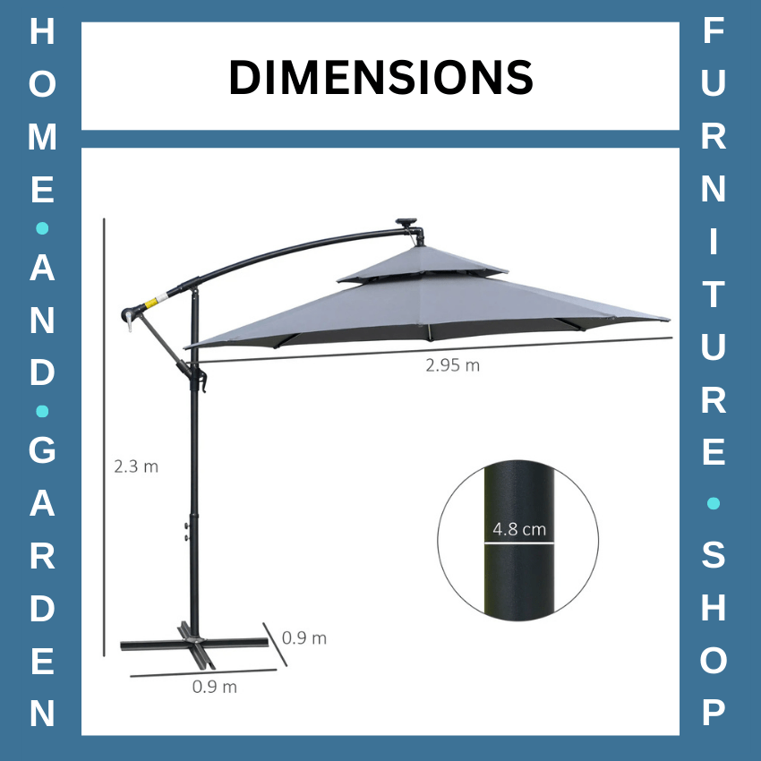 3m LED Cantilever Parasol Banana Hanging Umbrella with Solar Lights and Crank - Home and Garden Furniture Shop - rustic - furniture