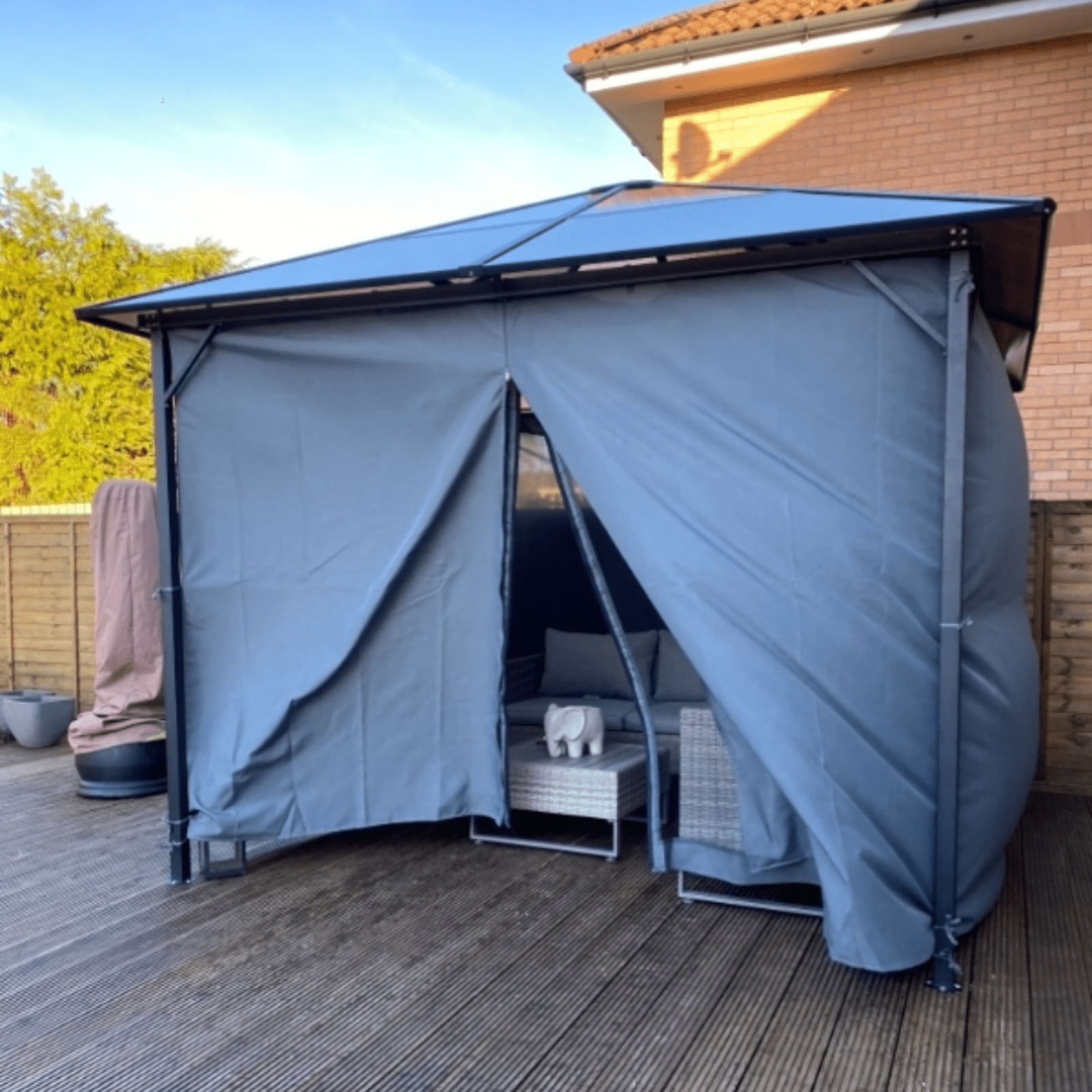 3m Polycarbonate Hardtop Gazebo with Sides Curtains Aluminium Frame Party Tent - Home and Garden Furniture Shop - rustic - furniture