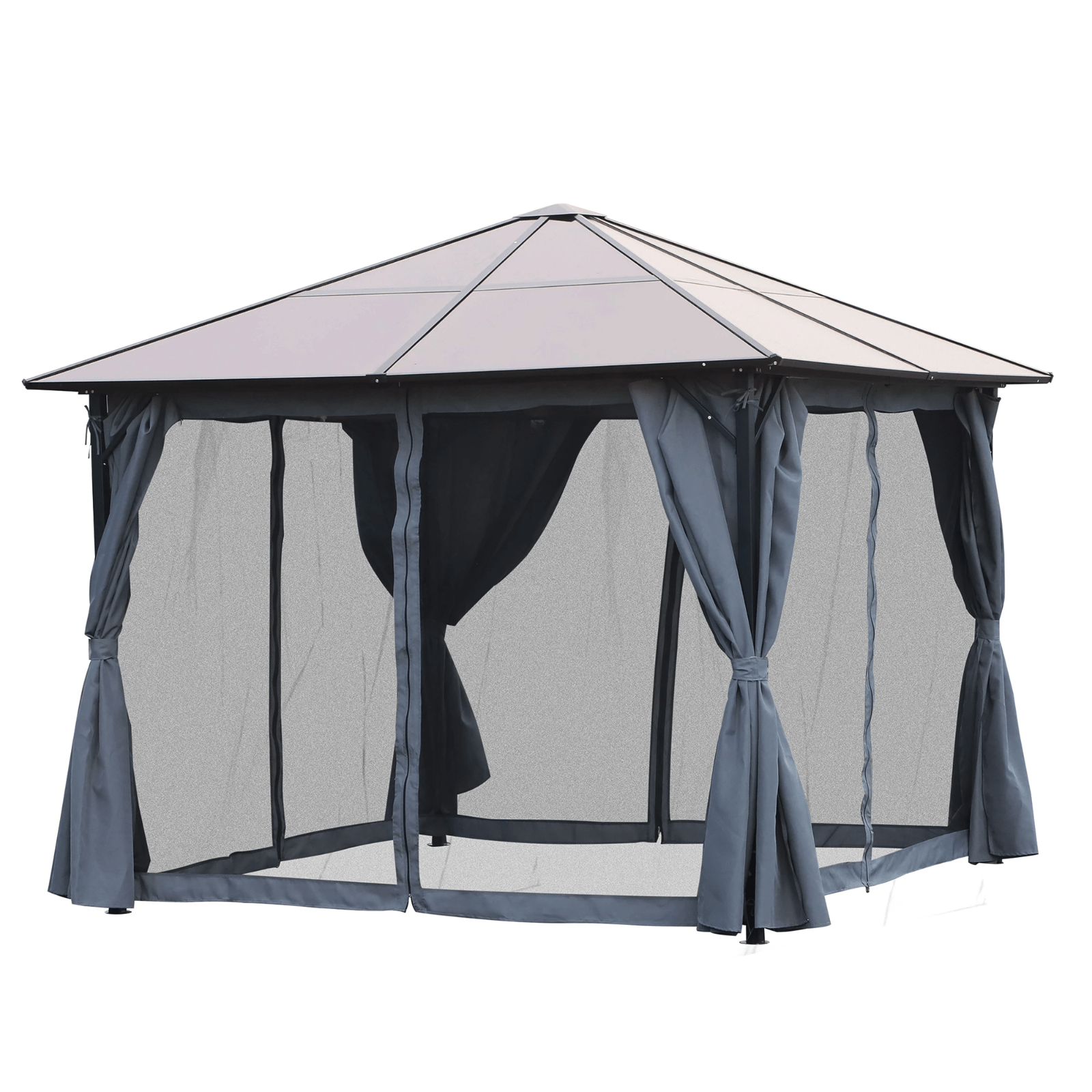 3m Polycarbonate Hardtop Gazebo with Sides Curtains Aluminium Frame Party Tent - Home and Garden Furniture Shop - rustic - furniture
