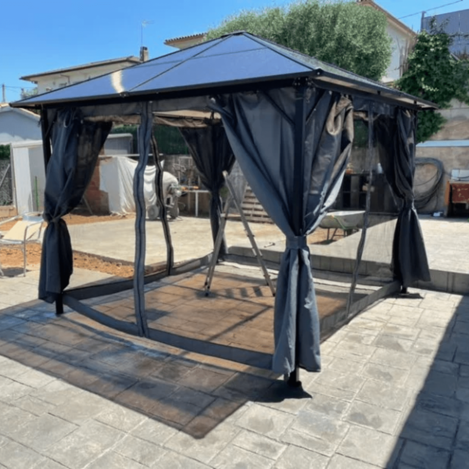 3m Polycarbonate Hardtop Gazebo with Sides Curtains Aluminium Frame Party Tent - Home and Garden Furniture Shop - rustic - furniture