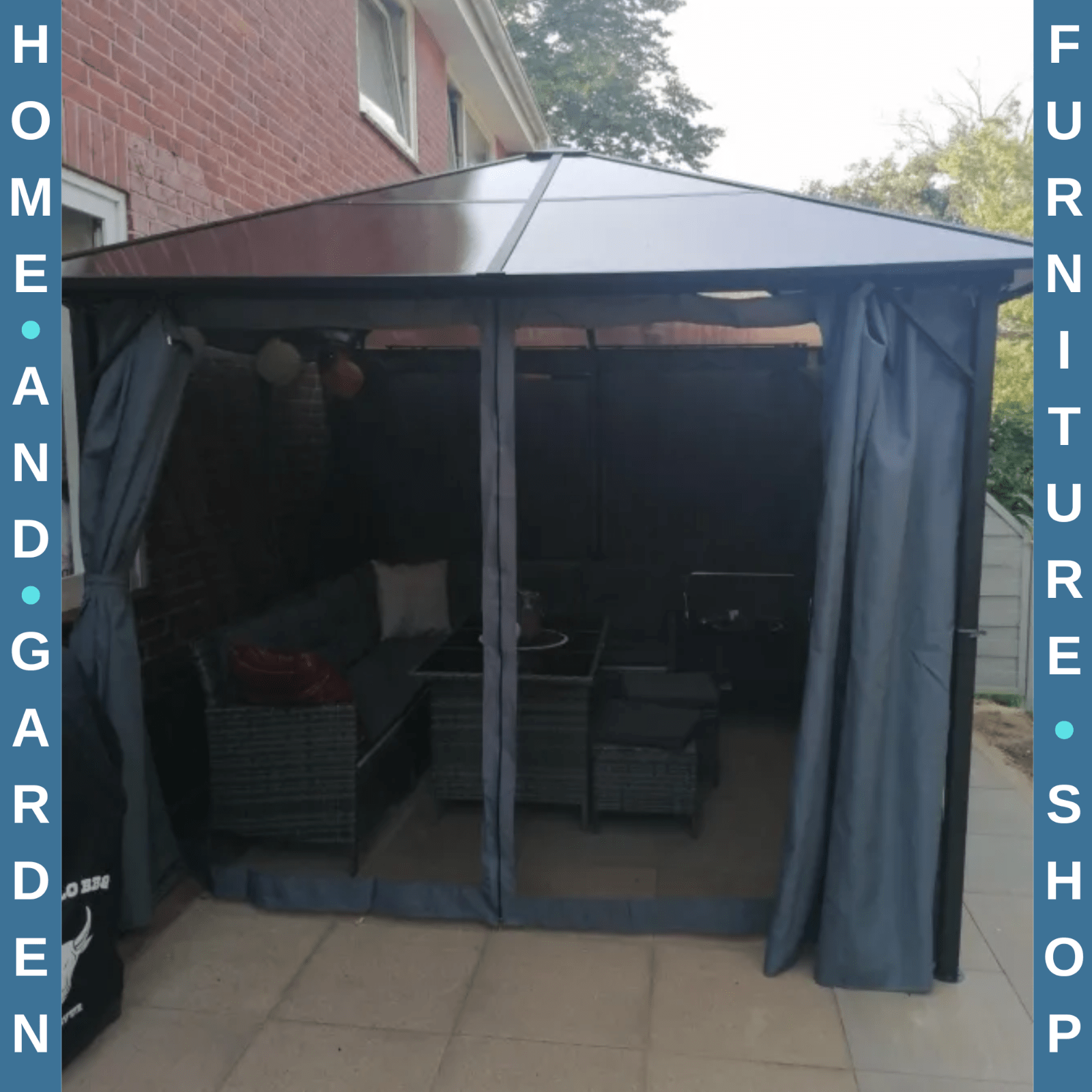 3m Polycarbonate Hardtop Gazebo with Sides Curtains Aluminium Frame Party Tent - Home and Garden Furniture Shop - rustic - furniture