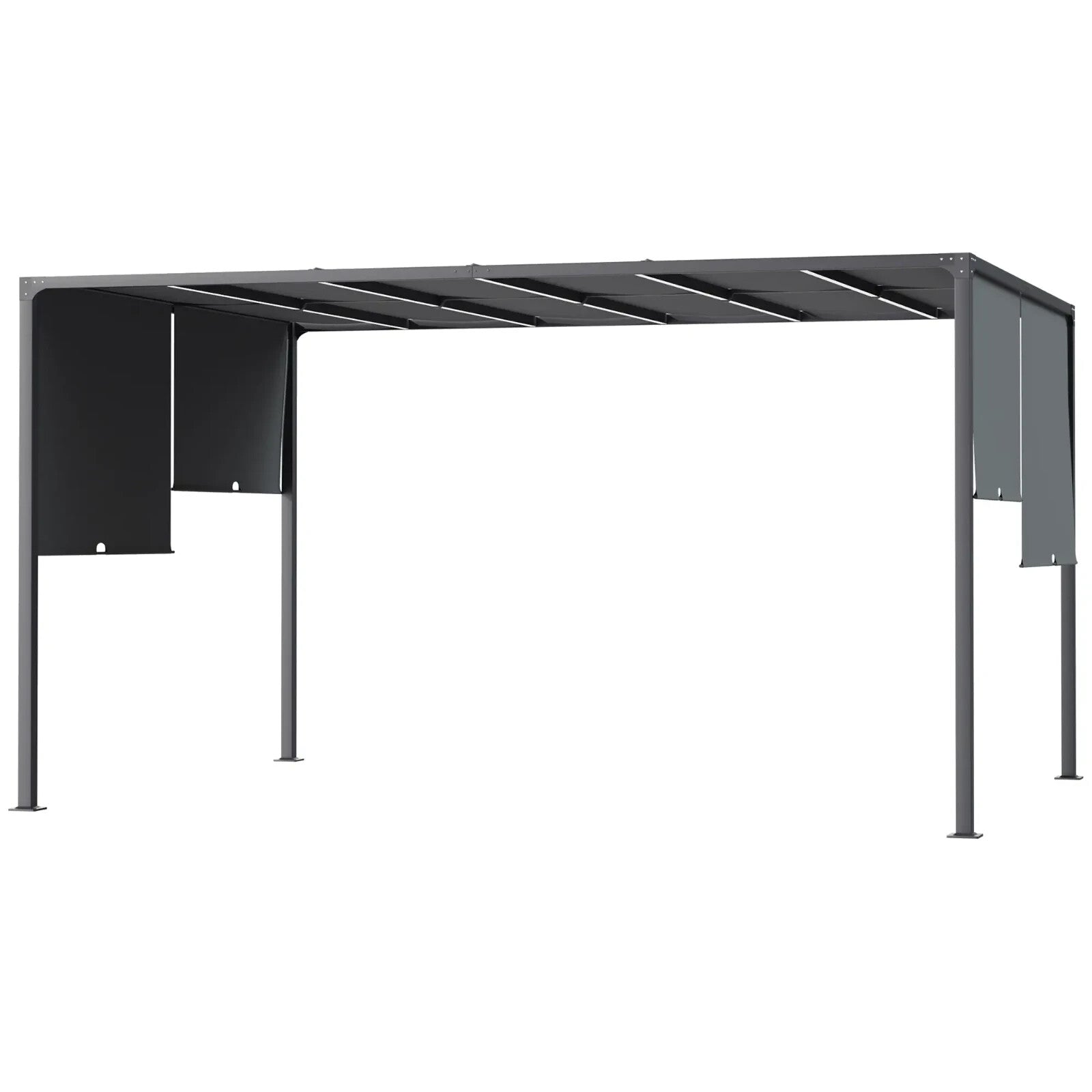 3m x 4m Metal Garden Pergola with Retractable Roof and Solar LED Lights for BBQ - Home and Garden Furniture Shop - rustic - furniture