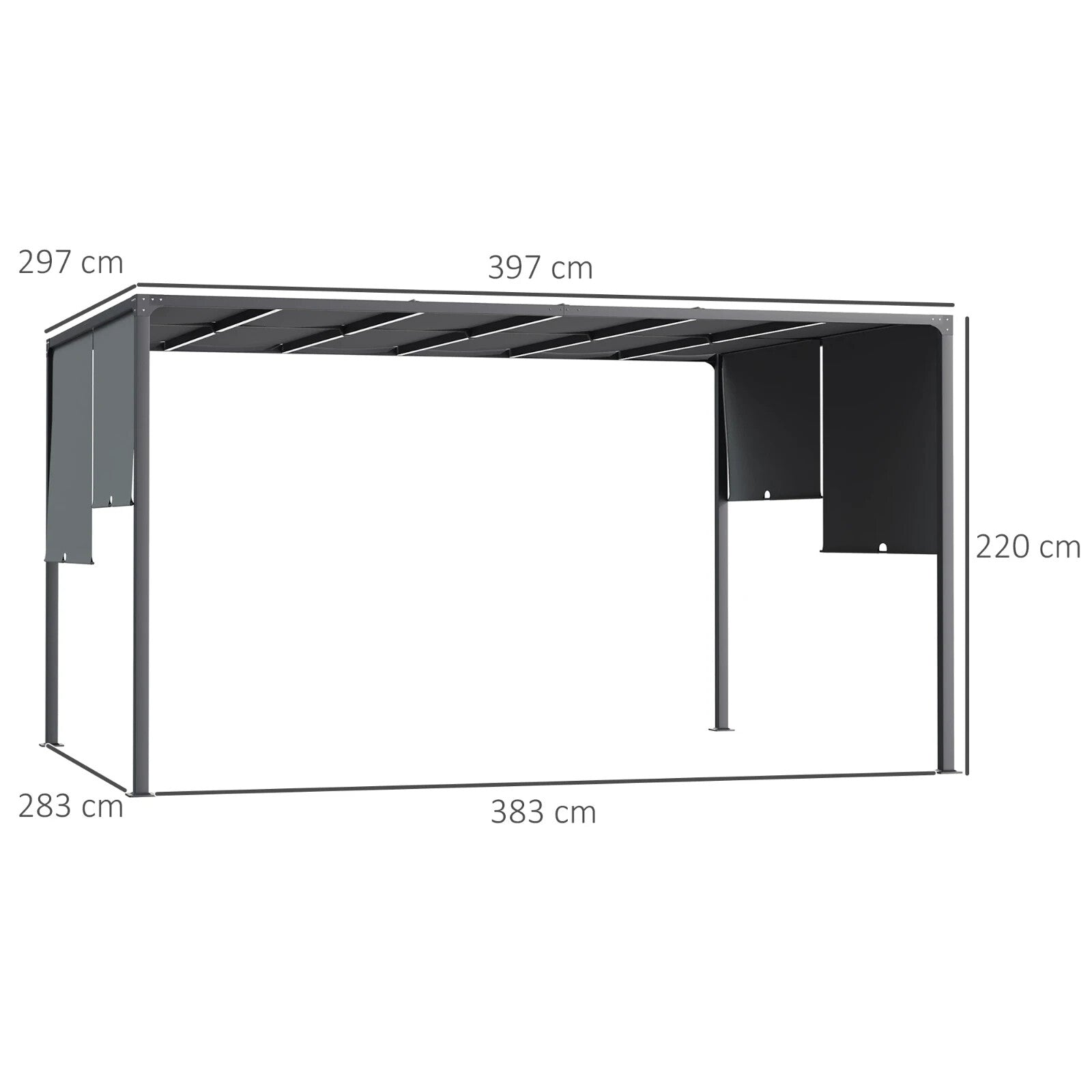 3m x 4m Metal Garden Pergola with Retractable Roof and Solar LED Lights for BBQ - Home and Garden Furniture Shop - rustic - furniture