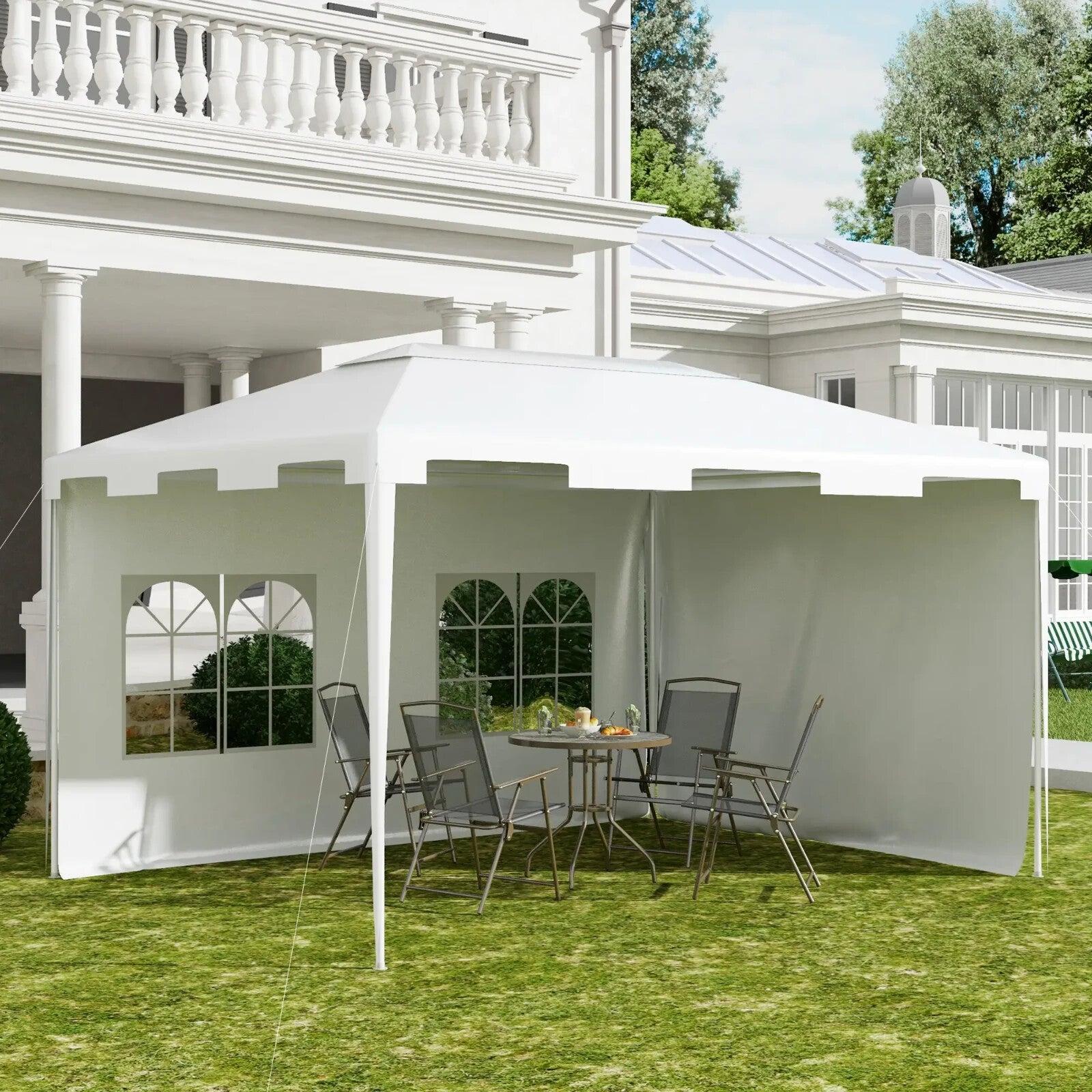 3m x 4m Outdoor Garden Gazebo Wedding Party Tent Canopy Marquee White Shelter - Home and Garden Furniture Shop - rustic - furniture
