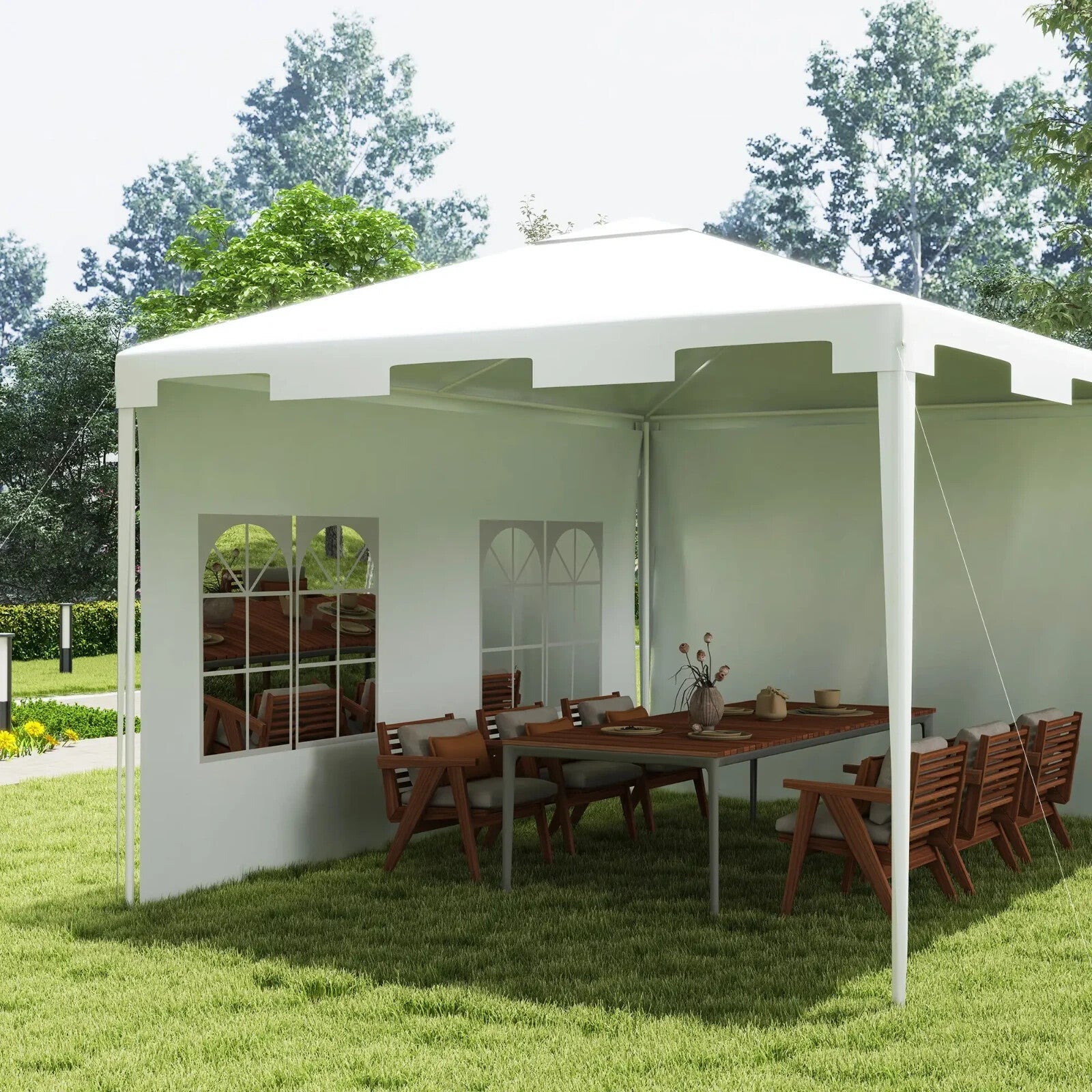 3m x 4m Outdoor Garden Gazebo Wedding Party Tent Canopy Marquee White Shelter - Home and Garden Furniture Shop - rustic - furniture