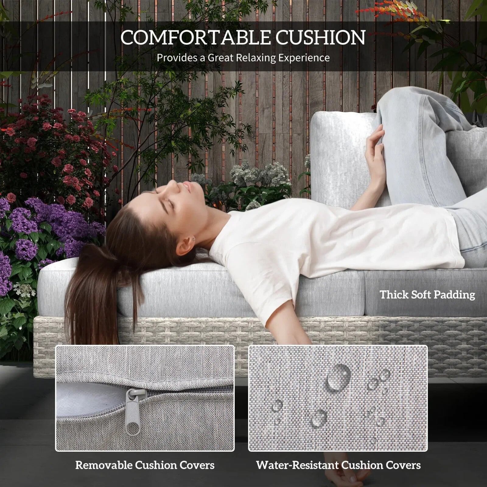 3pc Rattan Wicker Sofa Set Furniture Patio Table Chairs Corner Sofa Set Cushions - Home and Garden Furniture Shop - rustic - furniture