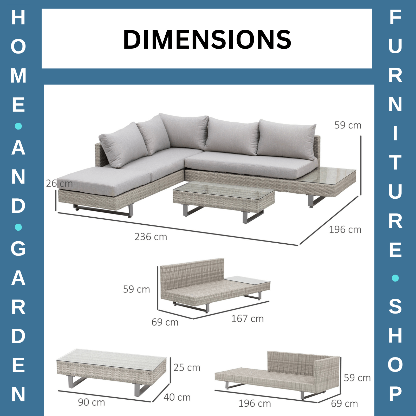 3pc Rattan Wicker Sofa Set Furniture Patio Table Chairs Corner Sofa Set Cushions - Home and Garden Furniture Shop - rustic - furniture