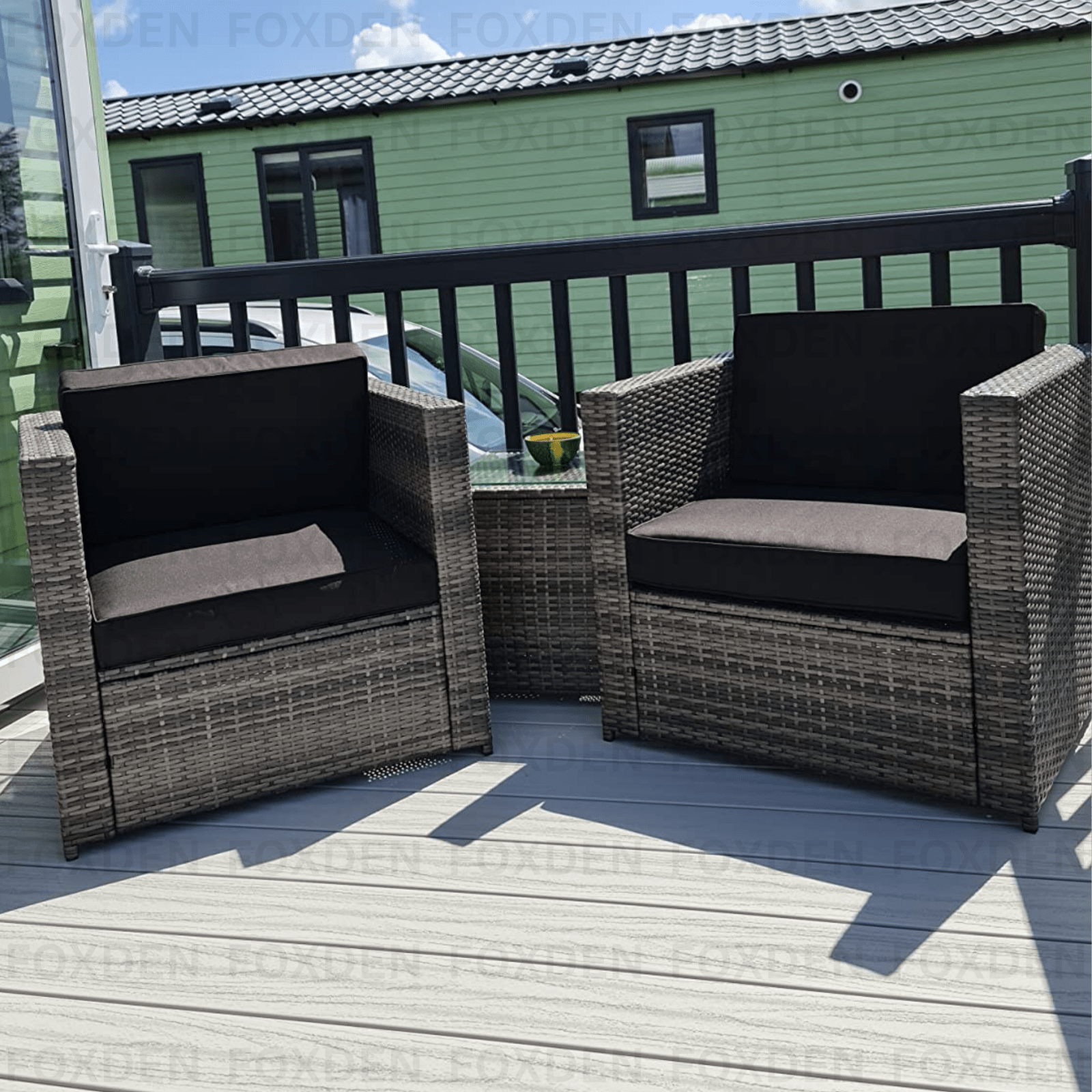 3Pcs Patio 2 Seater Rattan Sofa Garden Furniture Set Coffee Table Seat Cushions - Home and Garden Furniture Shop - #rustic - furniture#