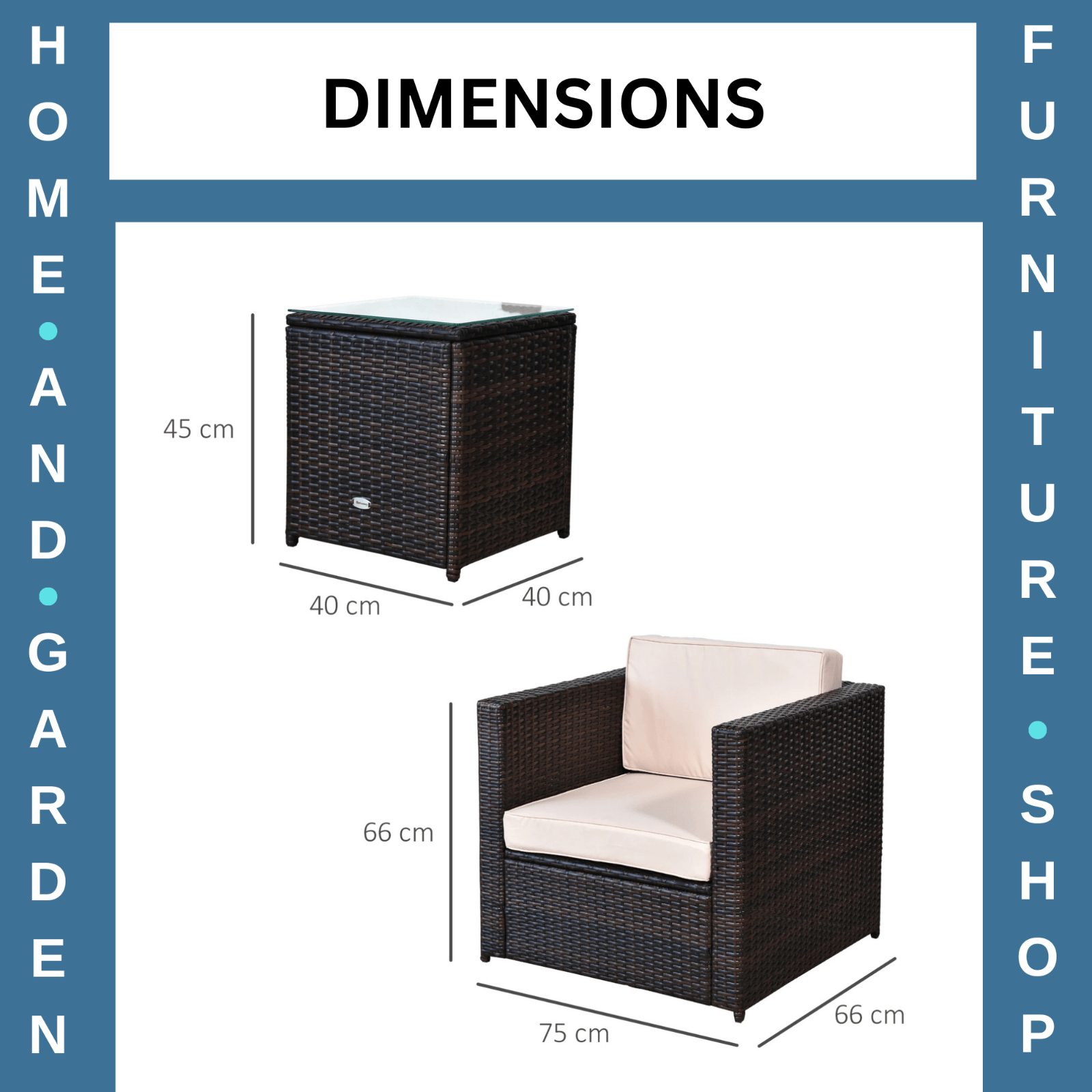 3Pcs Patio 2 Seater Rattan Sofa Garden Furniture Set Coffee Table Seat Cushions - Home and Garden Furniture Shop - rustic - furniture