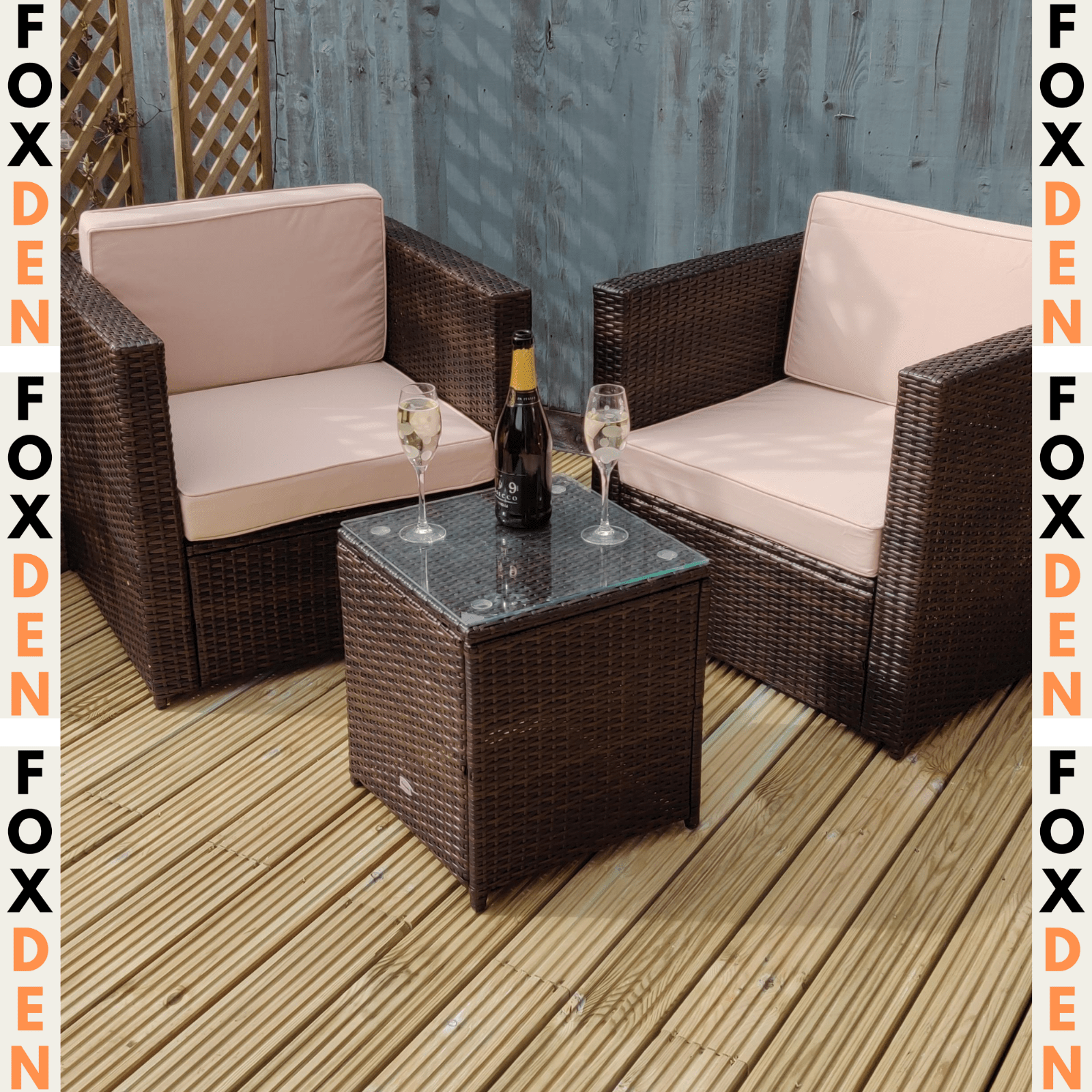 3Pcs Patio 2 Seater Rattan Sofa Garden Furniture Set Coffee Table Seat Cushions - Home and Garden Furniture Shop - #rustic - furniture#