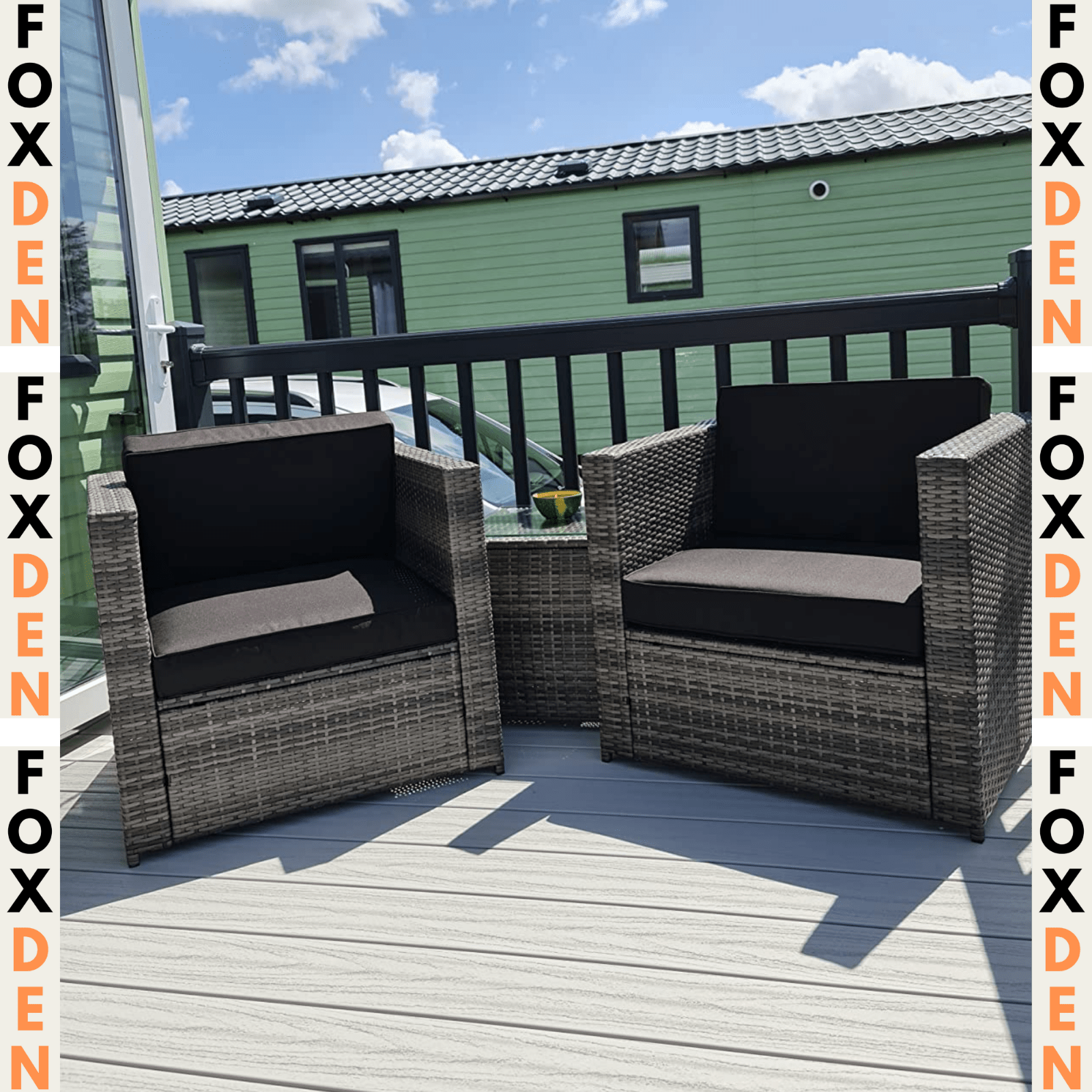 3Pcs Patio 2 Seater Rattan Sofa Garden Furniture Set Coffee Table Seat Cushions - Home and Garden Furniture Shop - #rustic - furniture#