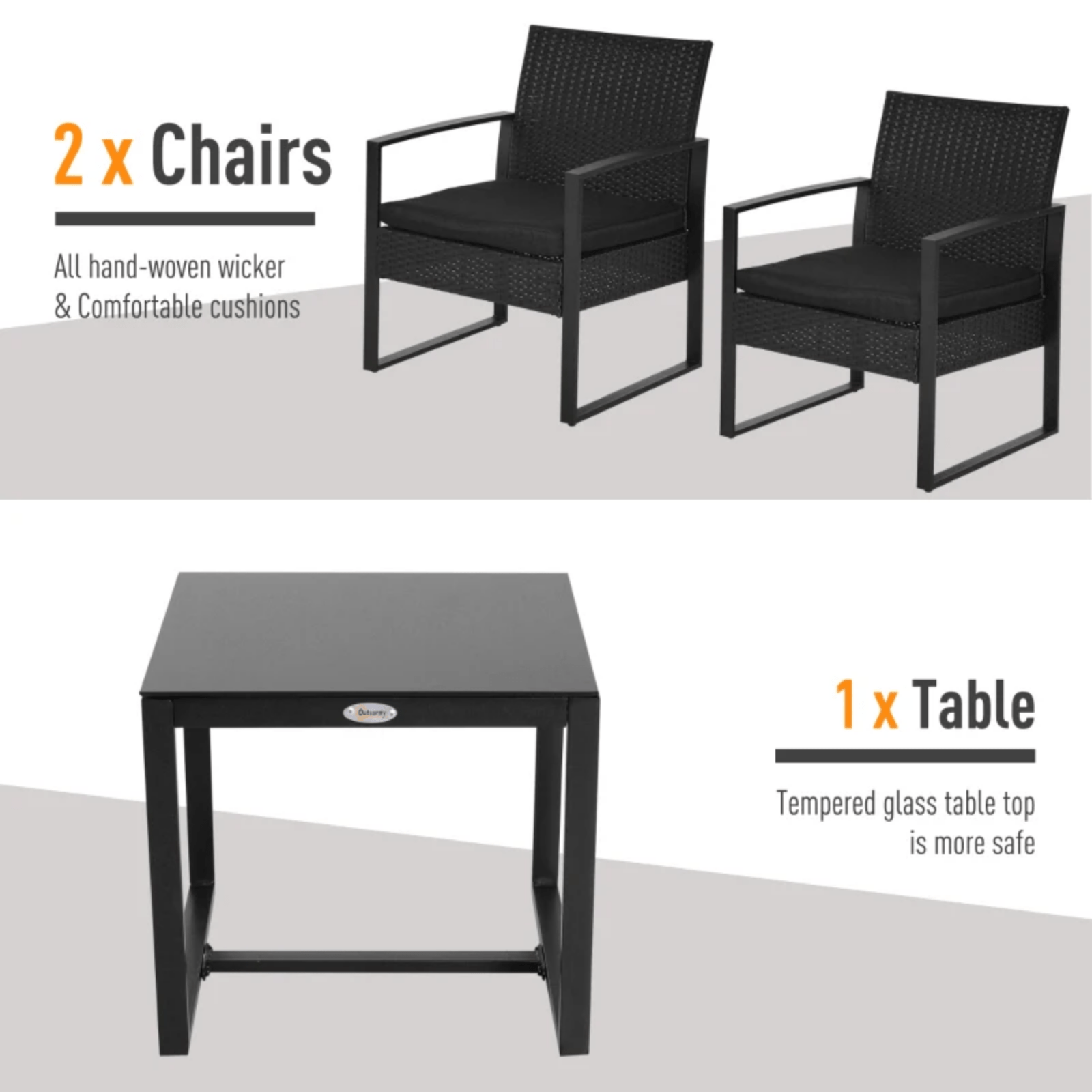 3PCs Patio Rattan Garden Bistro Set Coffe Table 2 Chairs Metal Outdoor Furniture - Home and Garden Furniture Shop - #rustic - furniture#