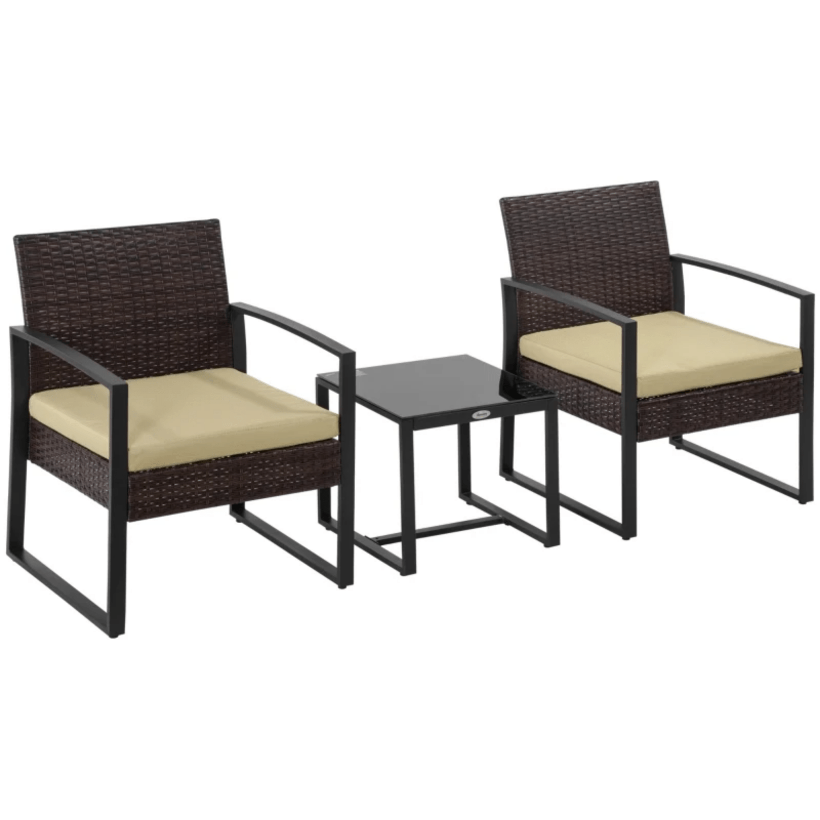 3PCs Patio Rattan Garden Bistro Set Coffe Table 2 Chairs Metal Outdoor Furniture - Home and Garden Furniture Shop - #rustic - furniture#