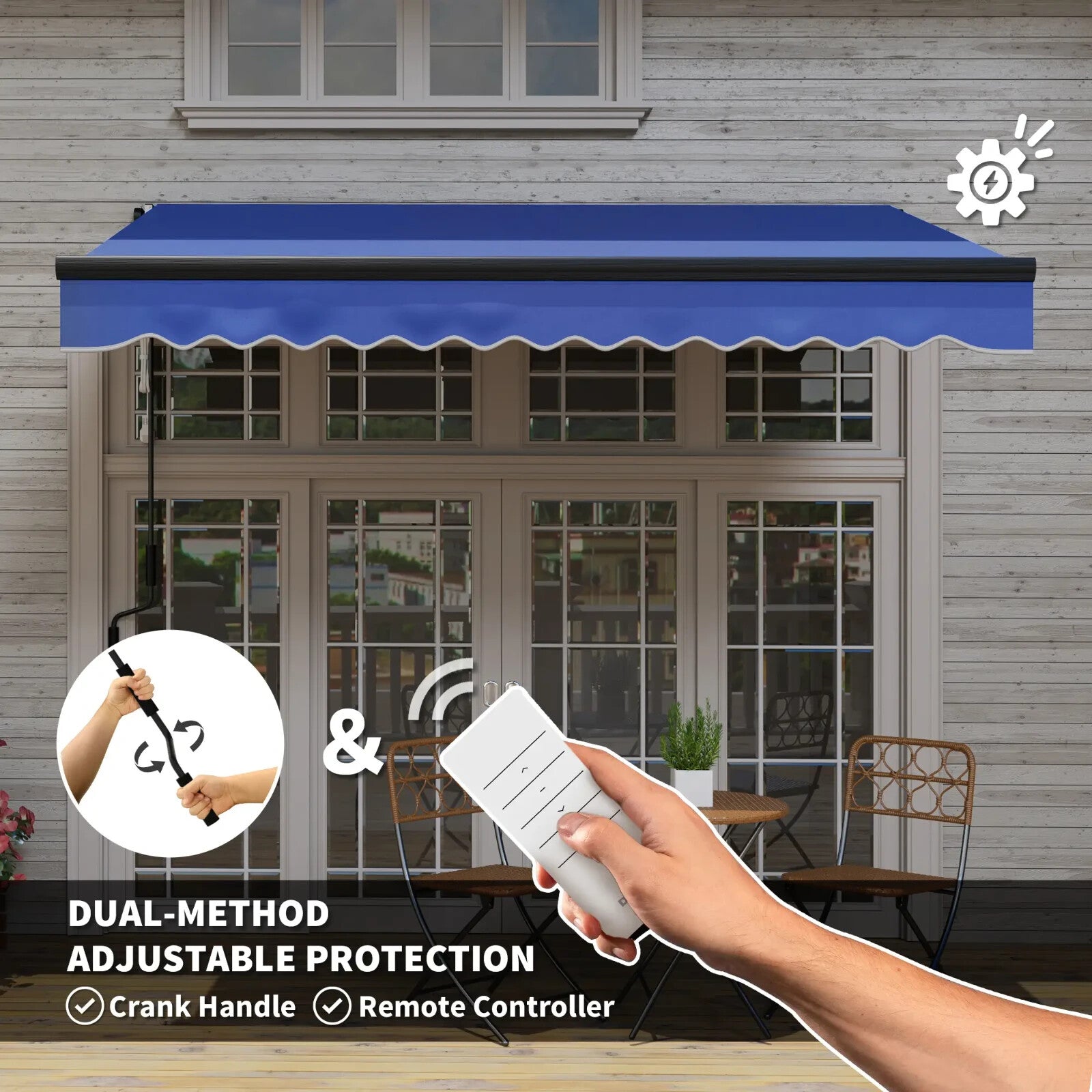 3x2.5m Electric Retractable Awning with LED Light Remote Aluminium Patio Canopy - Home and Garden Furniture Shop - rustic - furniture